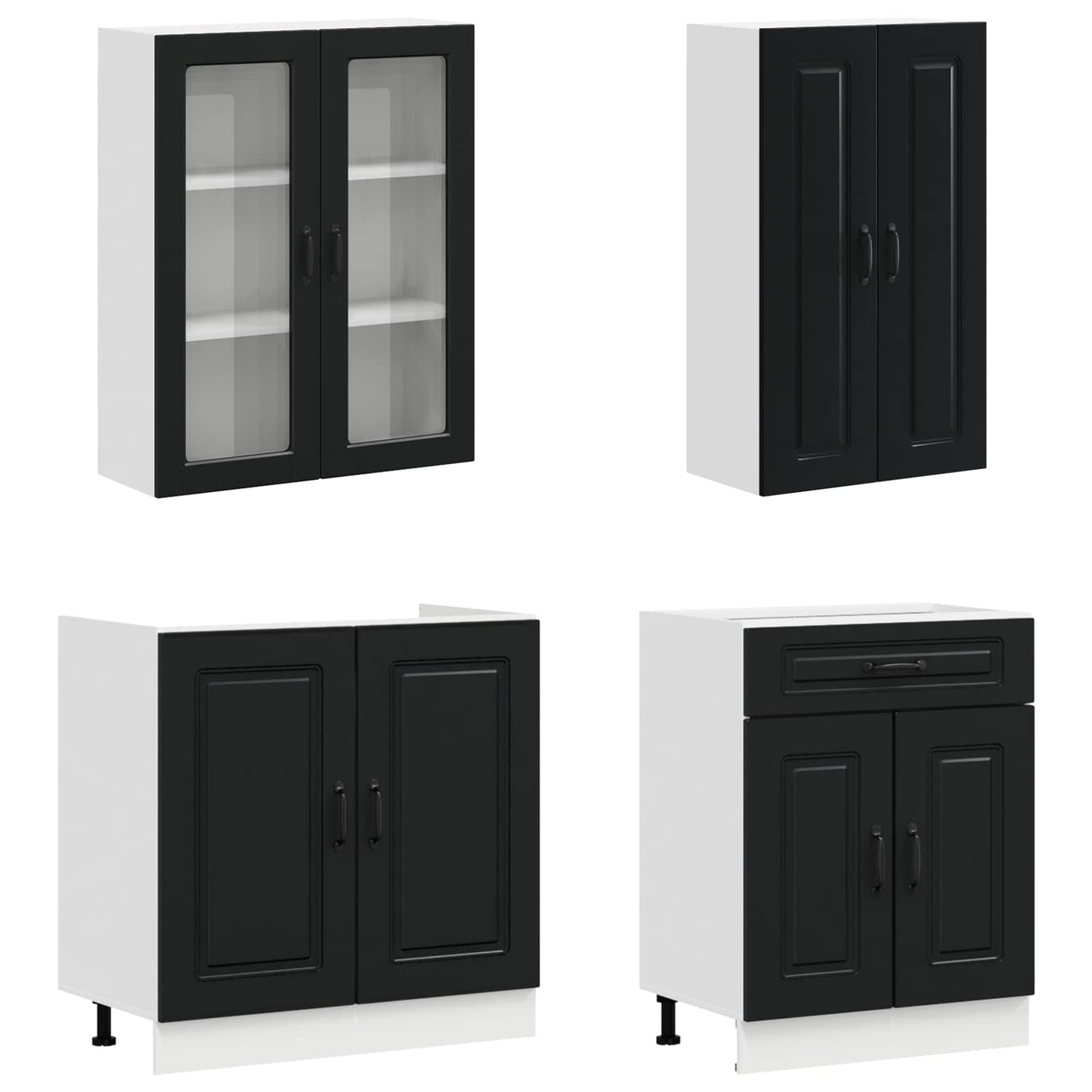 Kitchen Unit KALMAR 4 pcs Black Engineered Wood