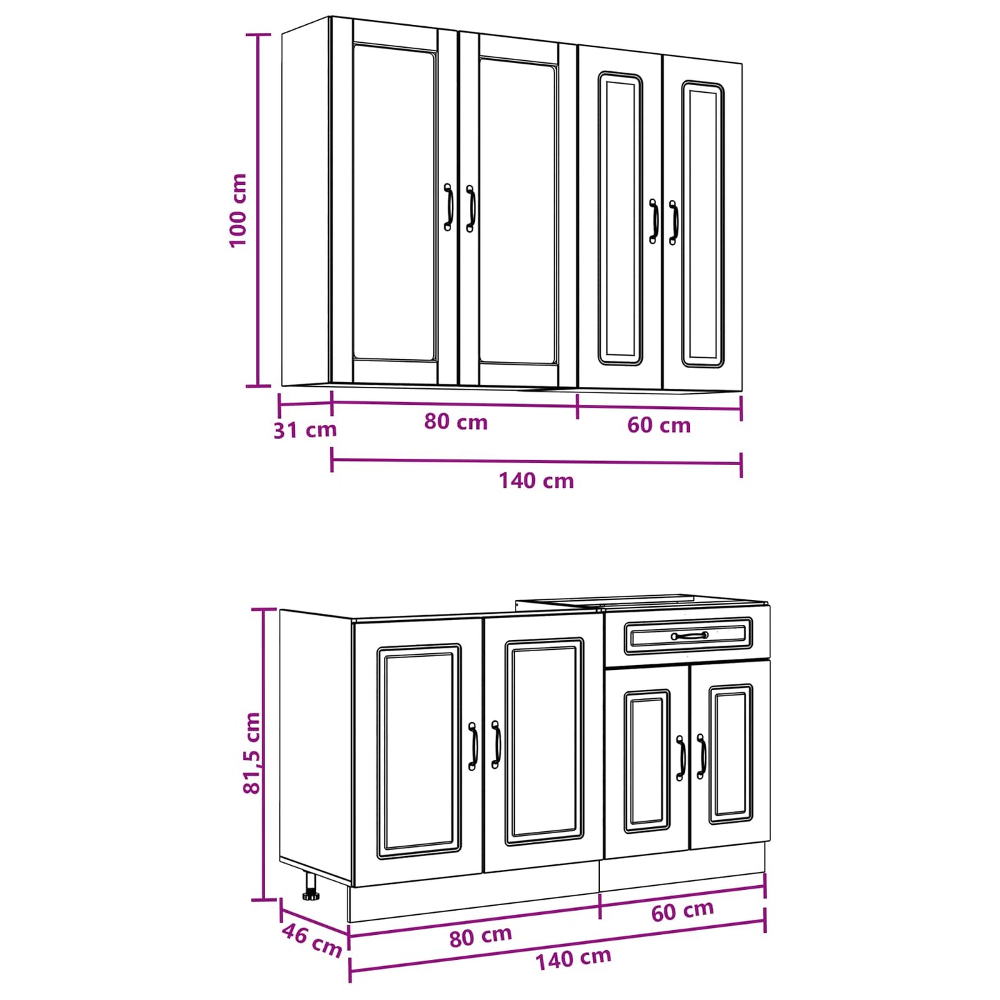 Kitchen Unit KALMAR 4 pcs Black Engineered Wood