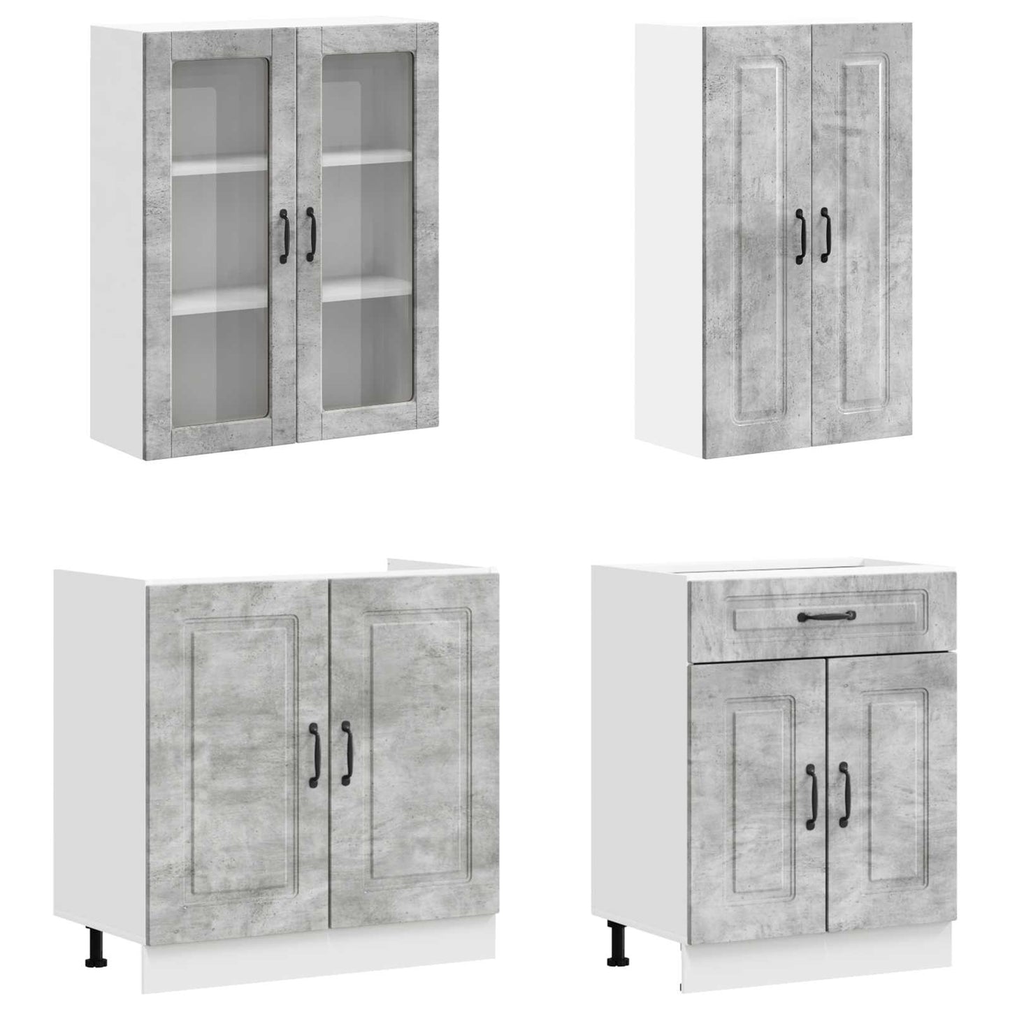 Kitchen Unit KALMAR 4 pcs Concrete Grey Engineered Wood