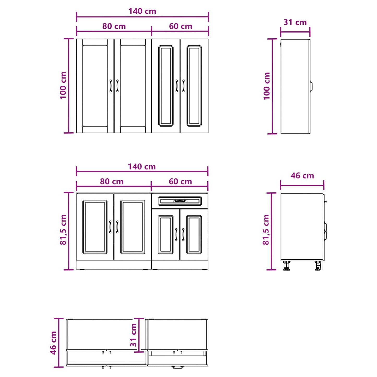 Kitchen Unit KALMAR 4 pcs Old Wood Engineered Wood