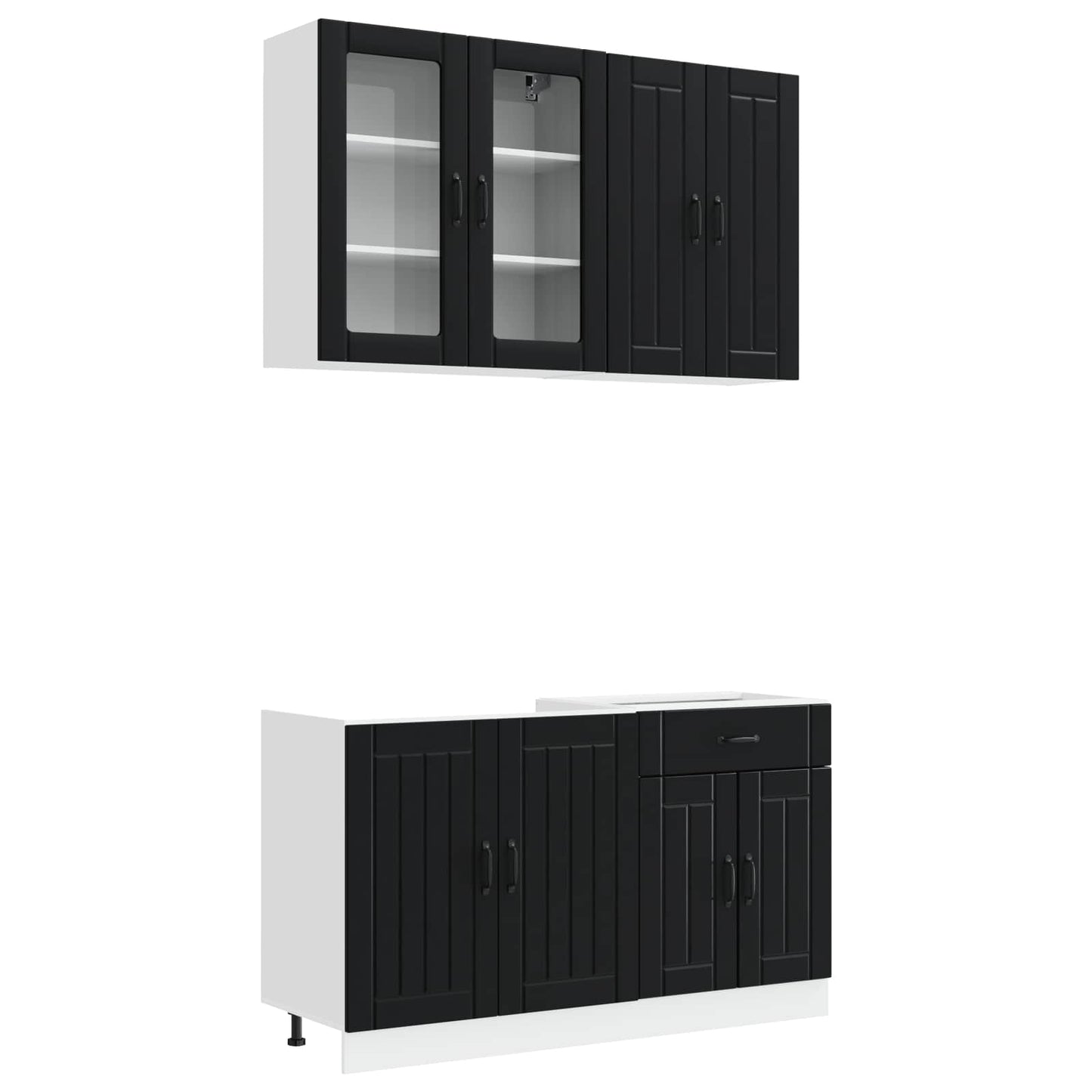Kitchen Unit LUCCA 4 pcs Black Engineered Wood