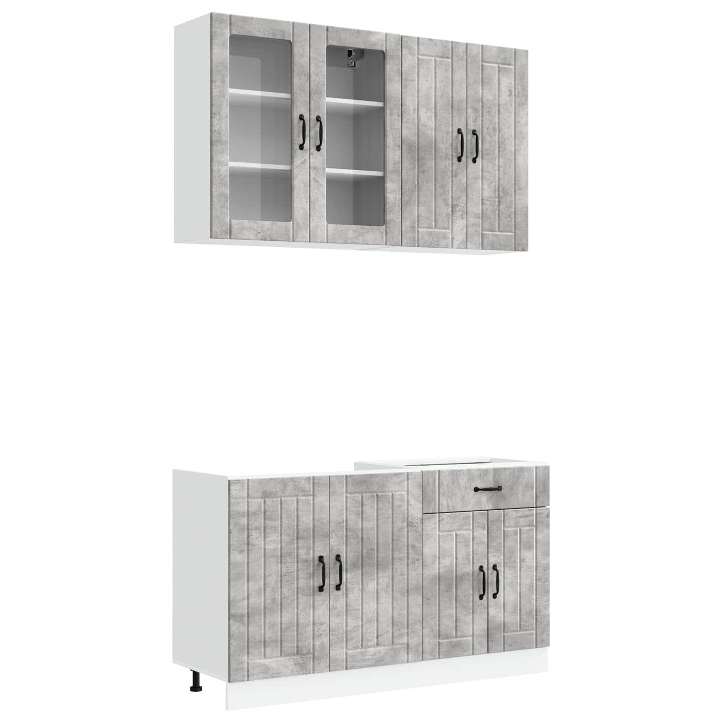 Kitchen Unit LUCCA 4 pcs Concrete Grey Engineered Wood