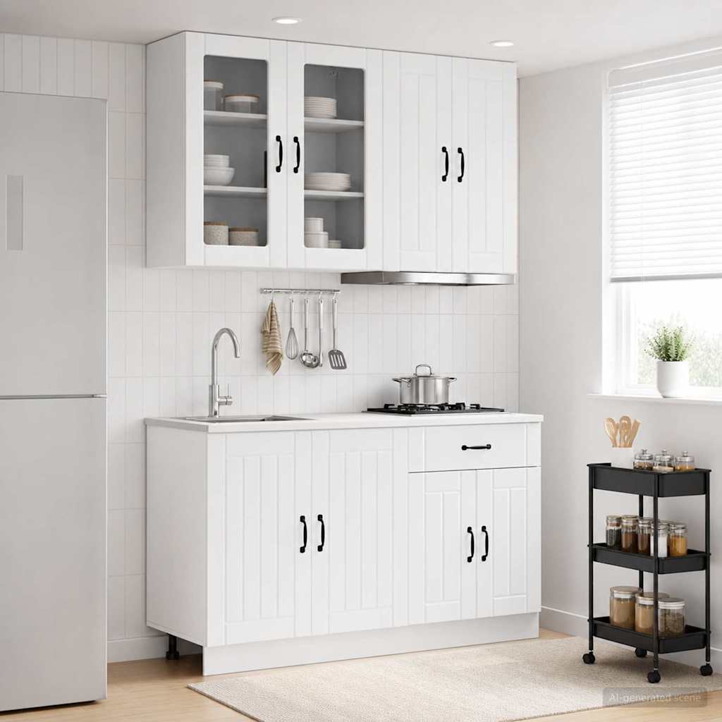 Kitchen Unit LUCCA 4 pcs High Gloss White Engineered Wood
