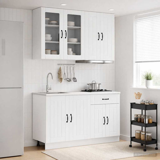 Kitchen Unit LUCCA 4 pcs High Gloss White Engineered Wood