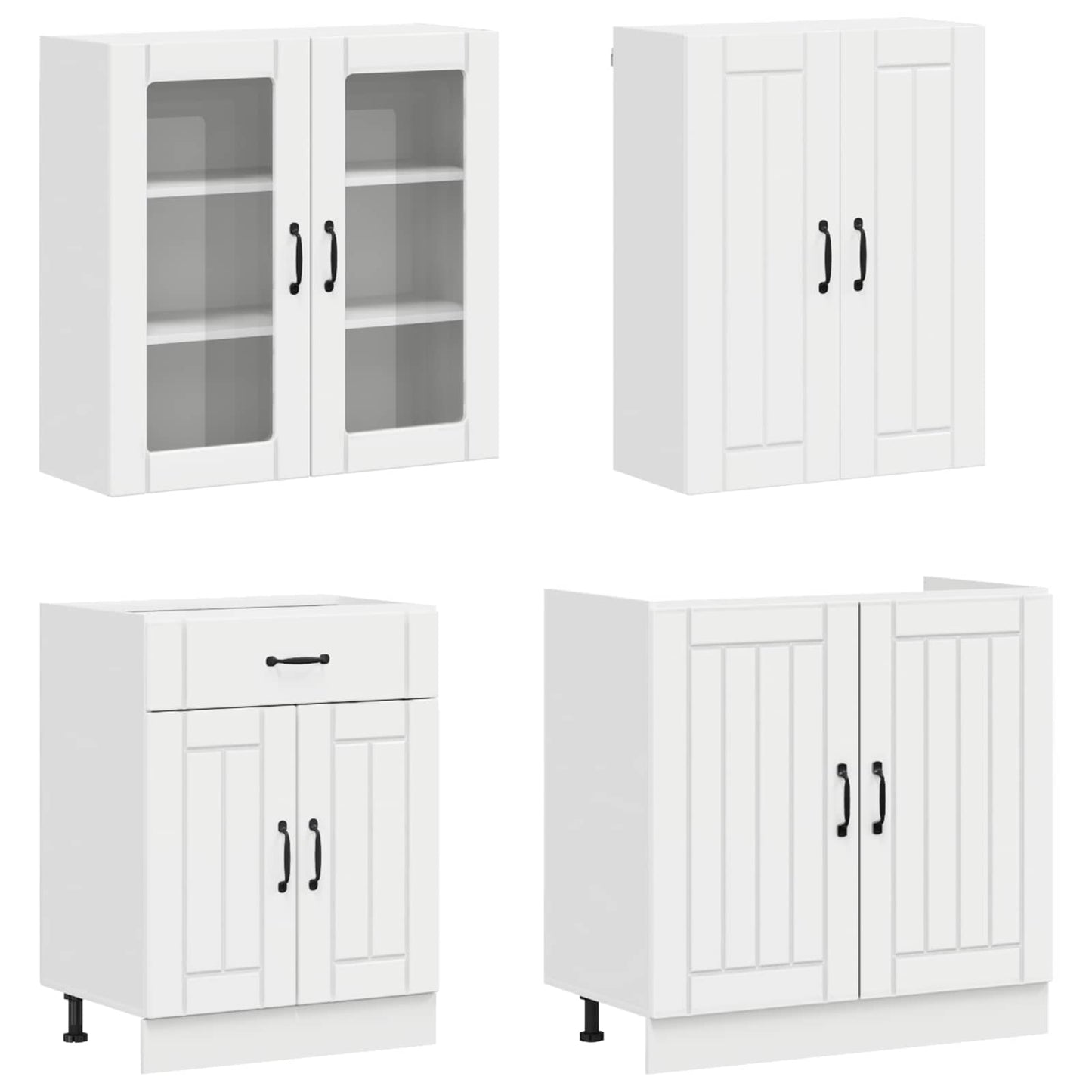 Kitchen Unit LUCCA 4 pcs High Gloss White Engineered Wood