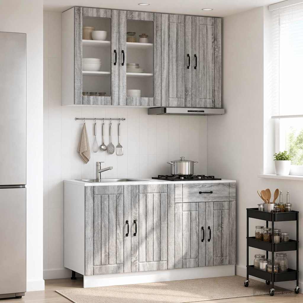 Kitchen Unit LUCCA 4 pcs Grey Sonoma Engineered Wood