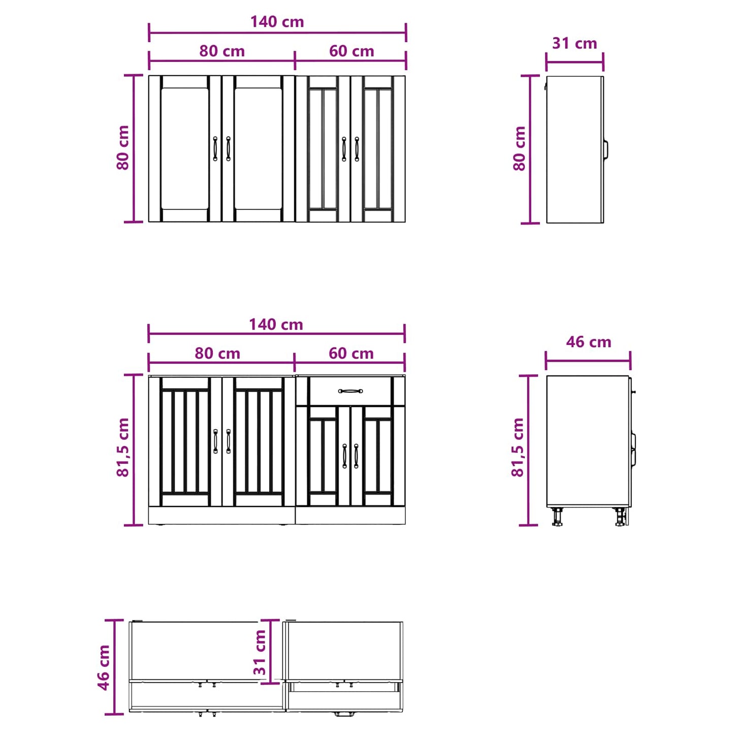 Kitchen Unit LUCCA 4 pcs Grey Sonoma Engineered Wood