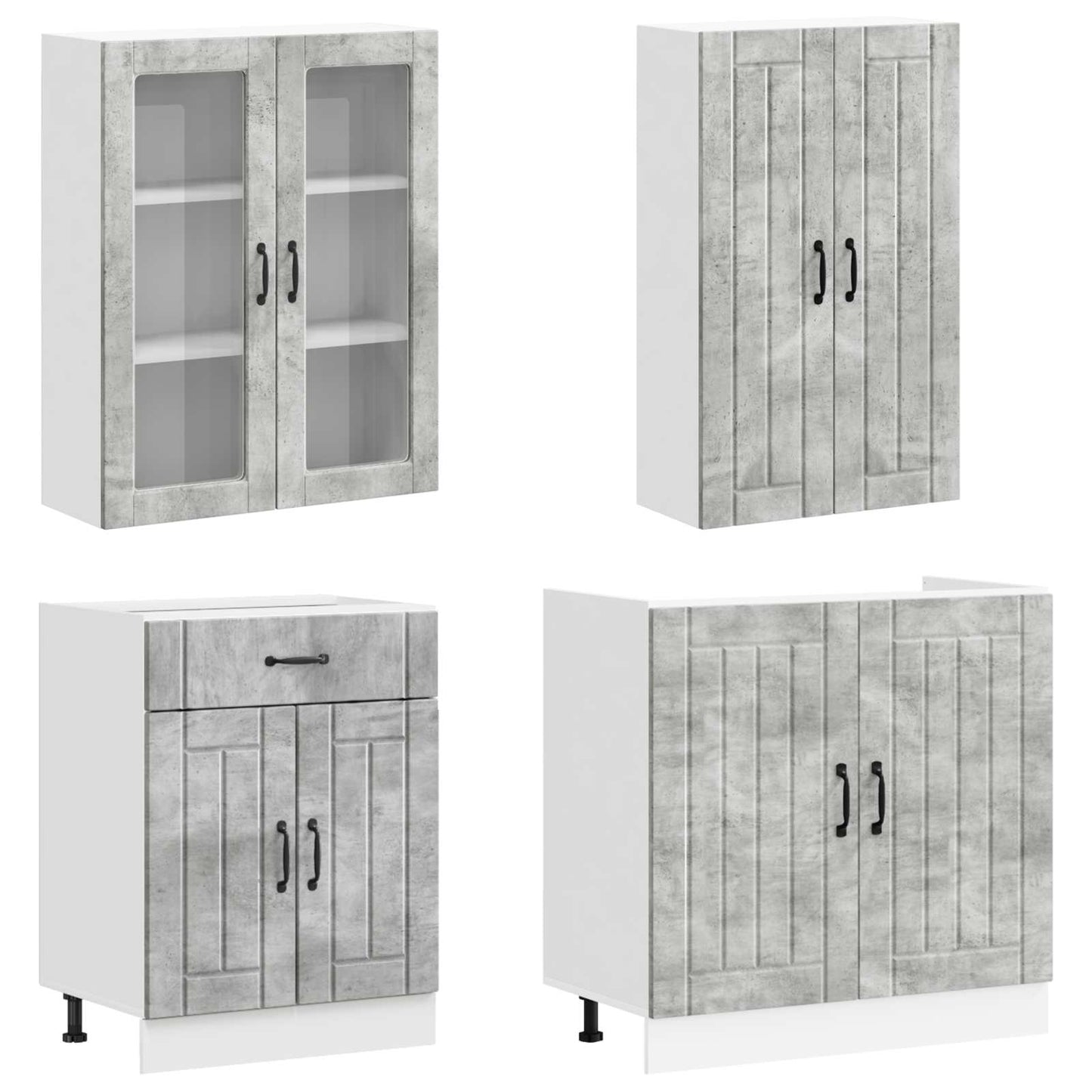 Kitchen Unit LUCCA 4 pcs Concrete Grey Engineered Wood