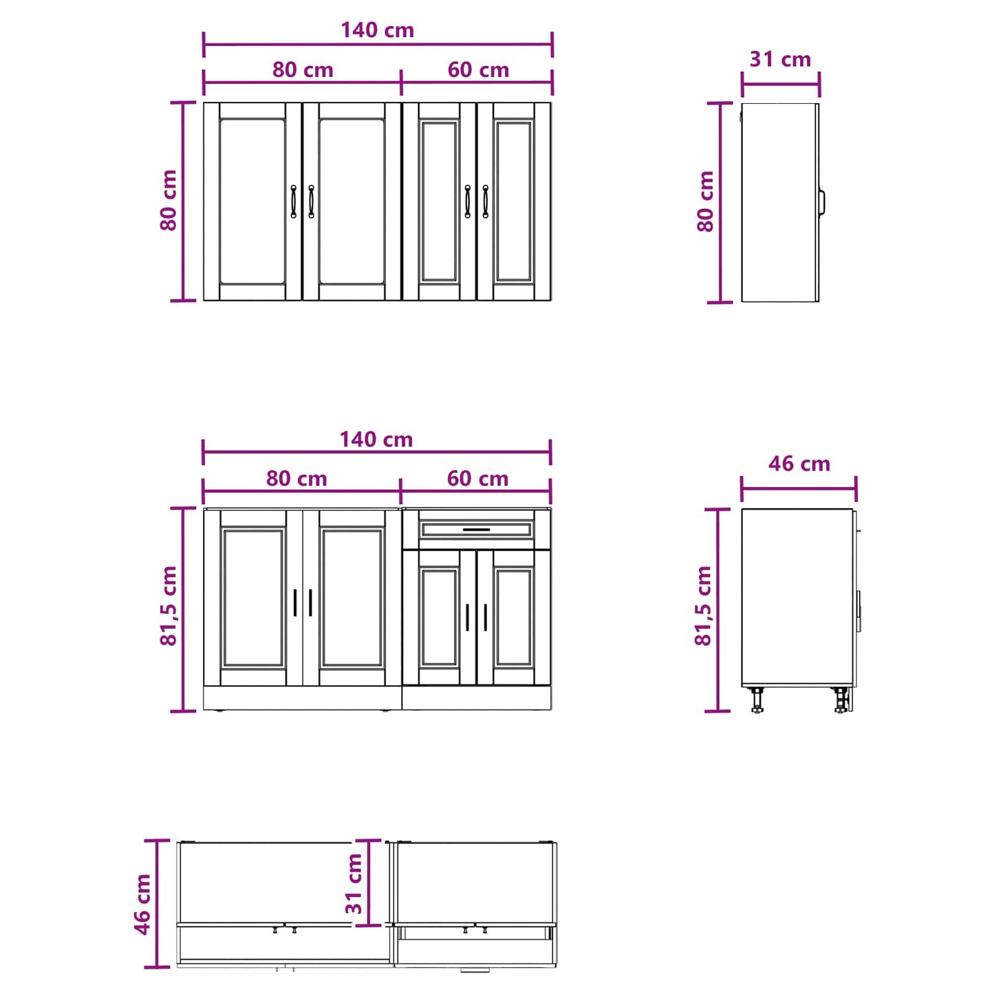 Kitchen Unit PORTO 4 pcs Grey Sonoma Engineered Wood