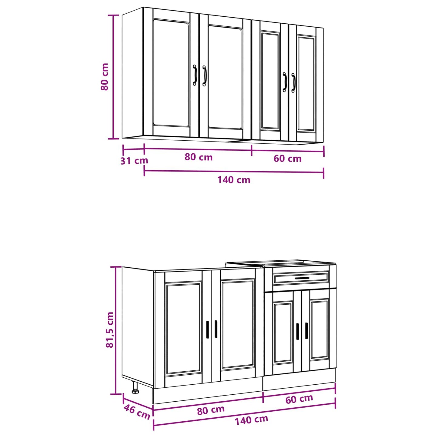 Kitchen Unit PORTO 4 pcs Old Wood Engineered Wood