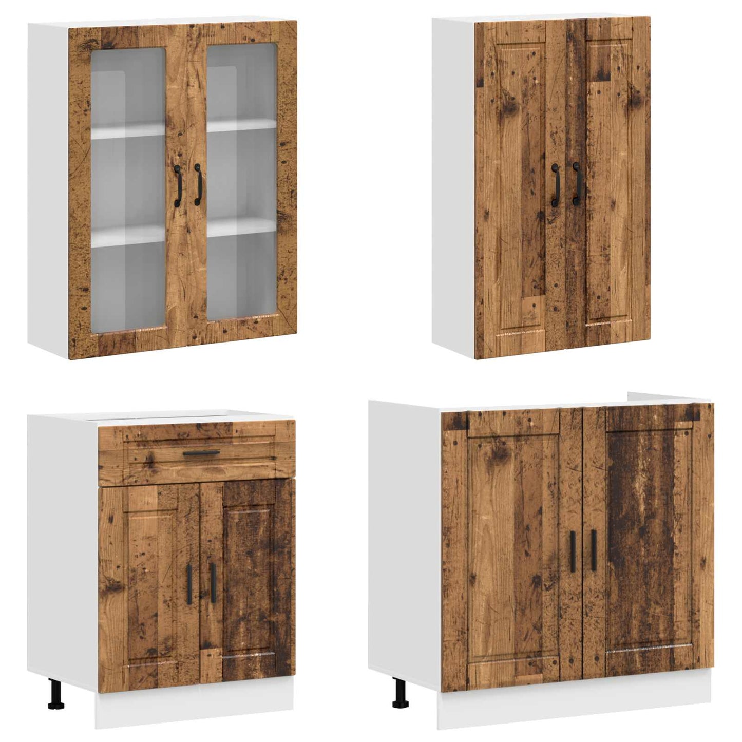 Kitchen Unit PORTO 4 pcs Old Wood Engineered Wood