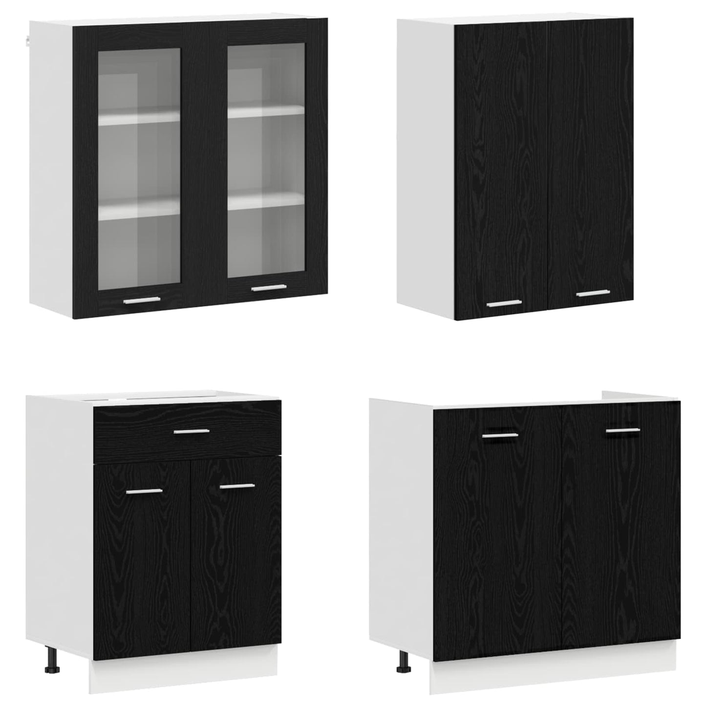 Kitchen Unit LYON 4 pcs Black Oak Engineered Wood