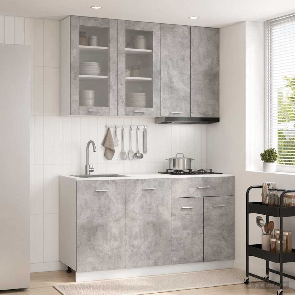 Kitchen Unit LYON 4 pcs Concrete Grey Engineered Wood
