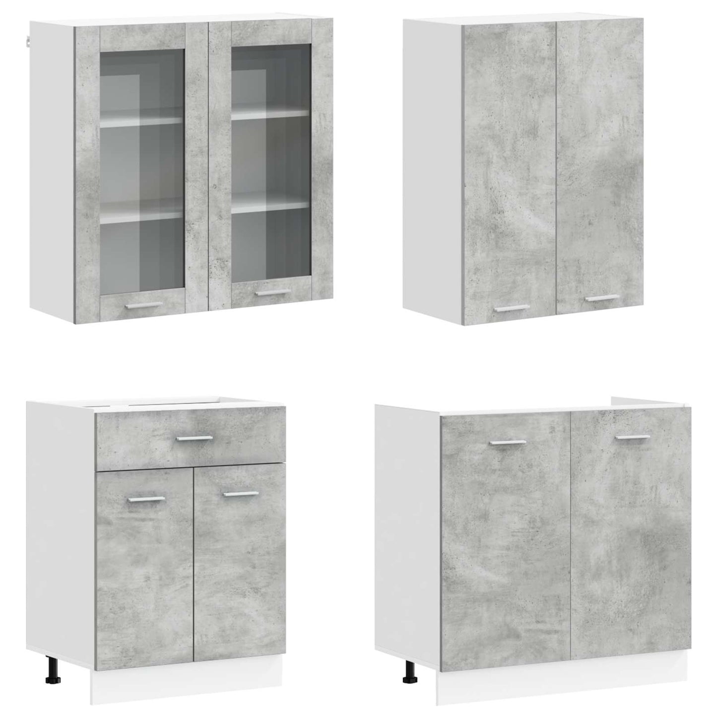 Kitchen Unit LYON 4 pcs Concrete Grey Engineered Wood