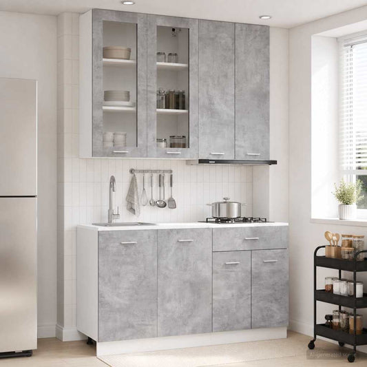 Kitchen Unit LYON 4 pcs Concrete Grey Engineered Wood