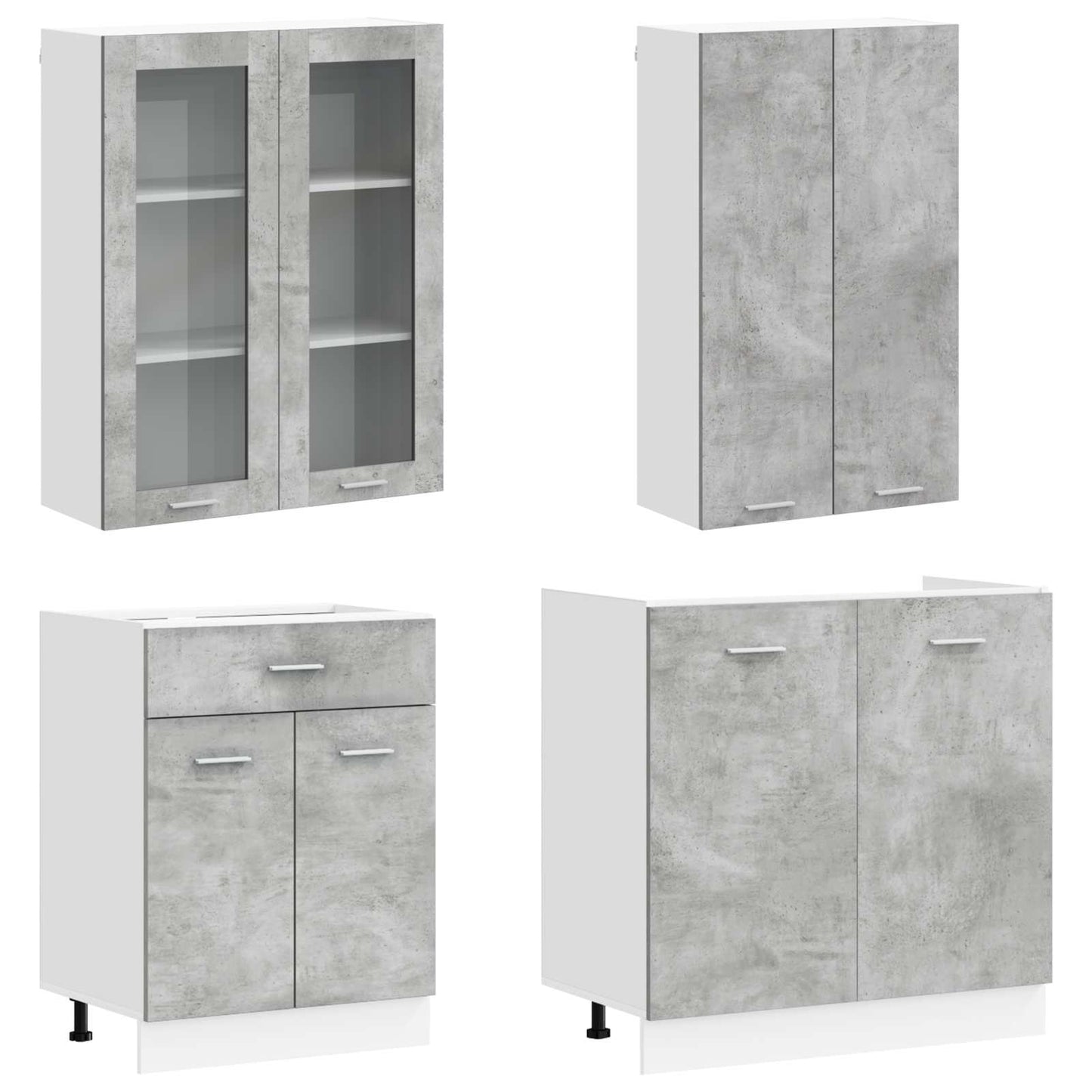 Kitchen Unit LYON 4 pcs Concrete Grey Engineered Wood