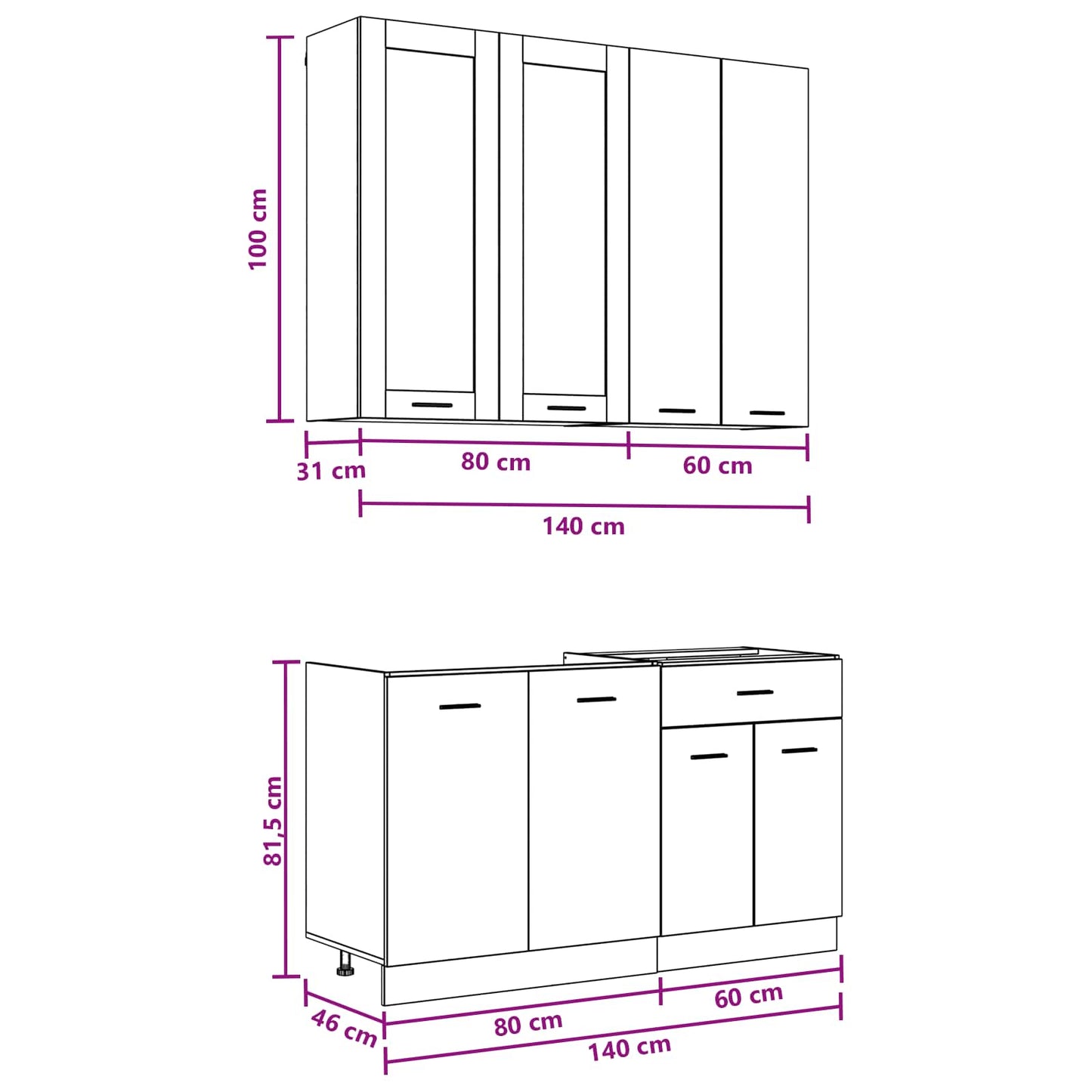 Kitchen Unit LYON 4 pcs Concrete Grey Engineered Wood
