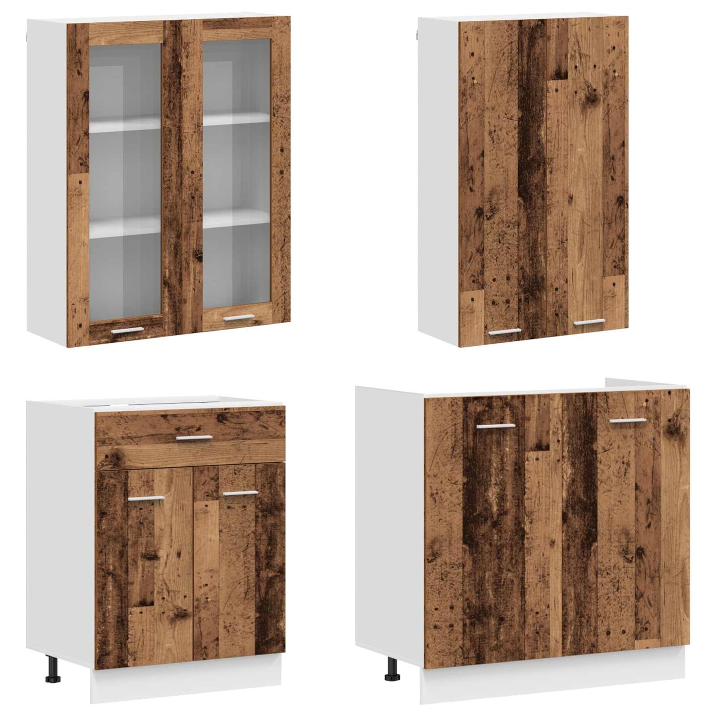 Kitchen Unit LYON 4 pcs Old Wood Engineered Wood