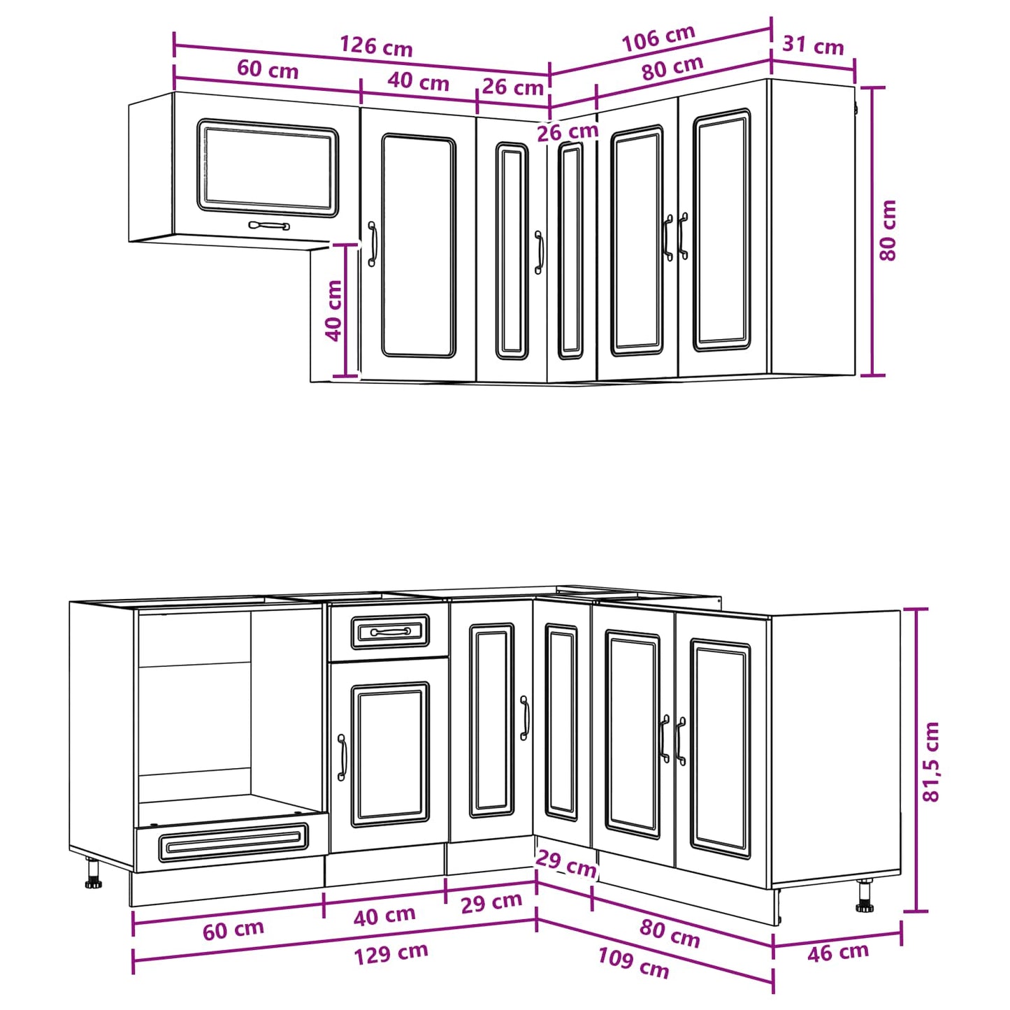 Kitchen Unit KALMAR 8 pcs Concrete Grey Engineered Wood