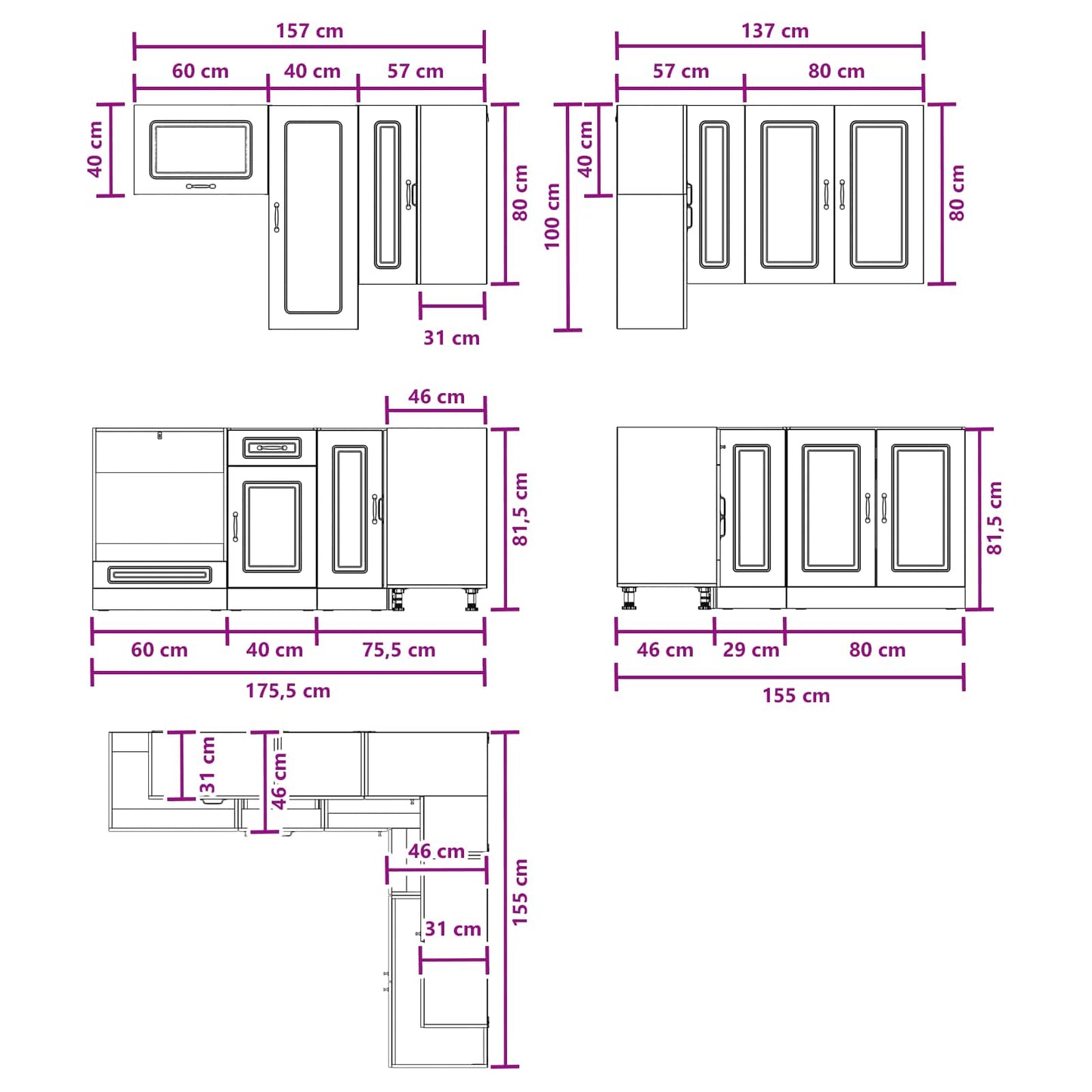 Kitchen Unit KALMAR 8 pcs White Engineered Wood