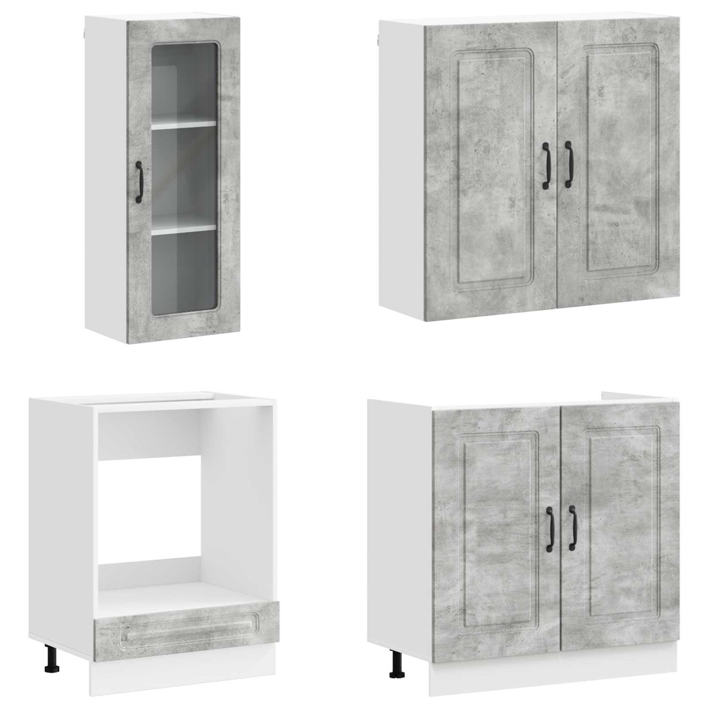Kitchen Unit KALMAR 8 pcs Concrete Grey Engineered Wood