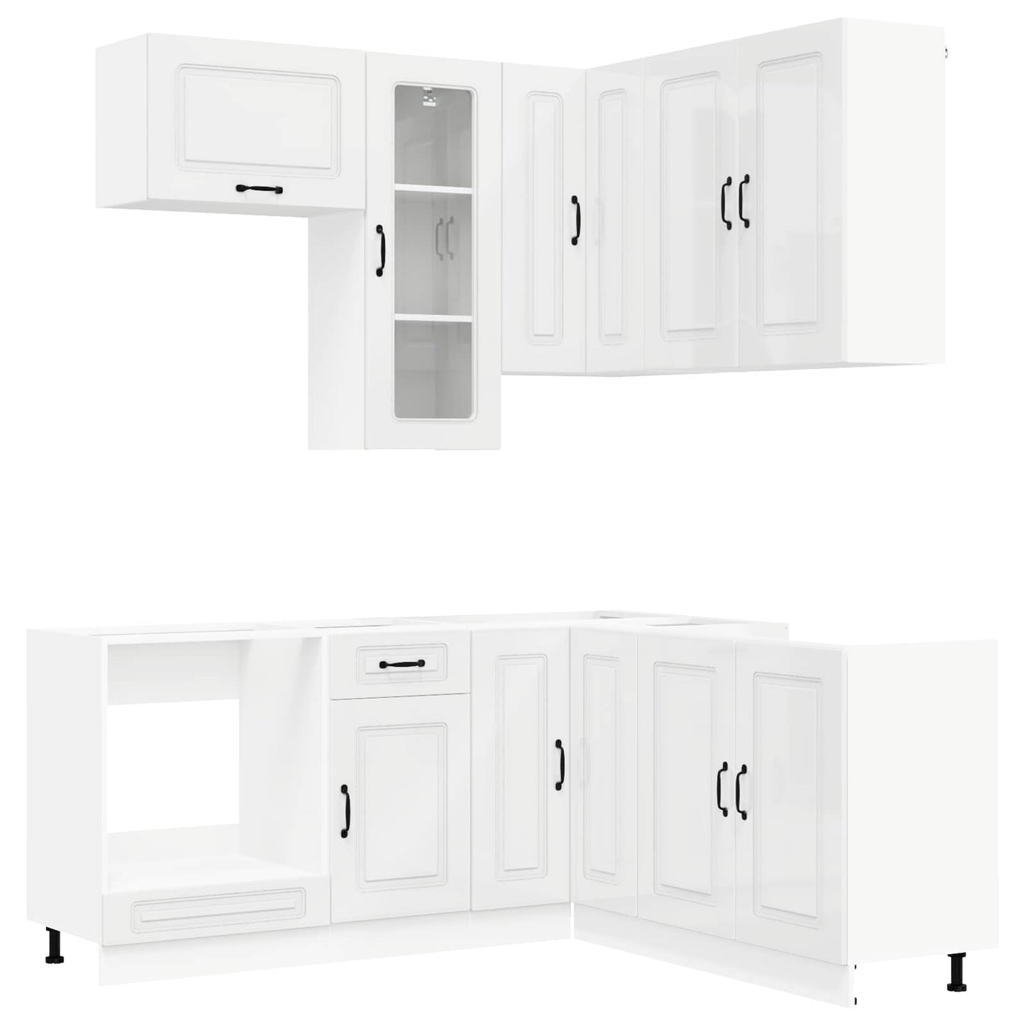 Kitchen Unit KALMAR 8 pcs High Gloss White Engineered Wood