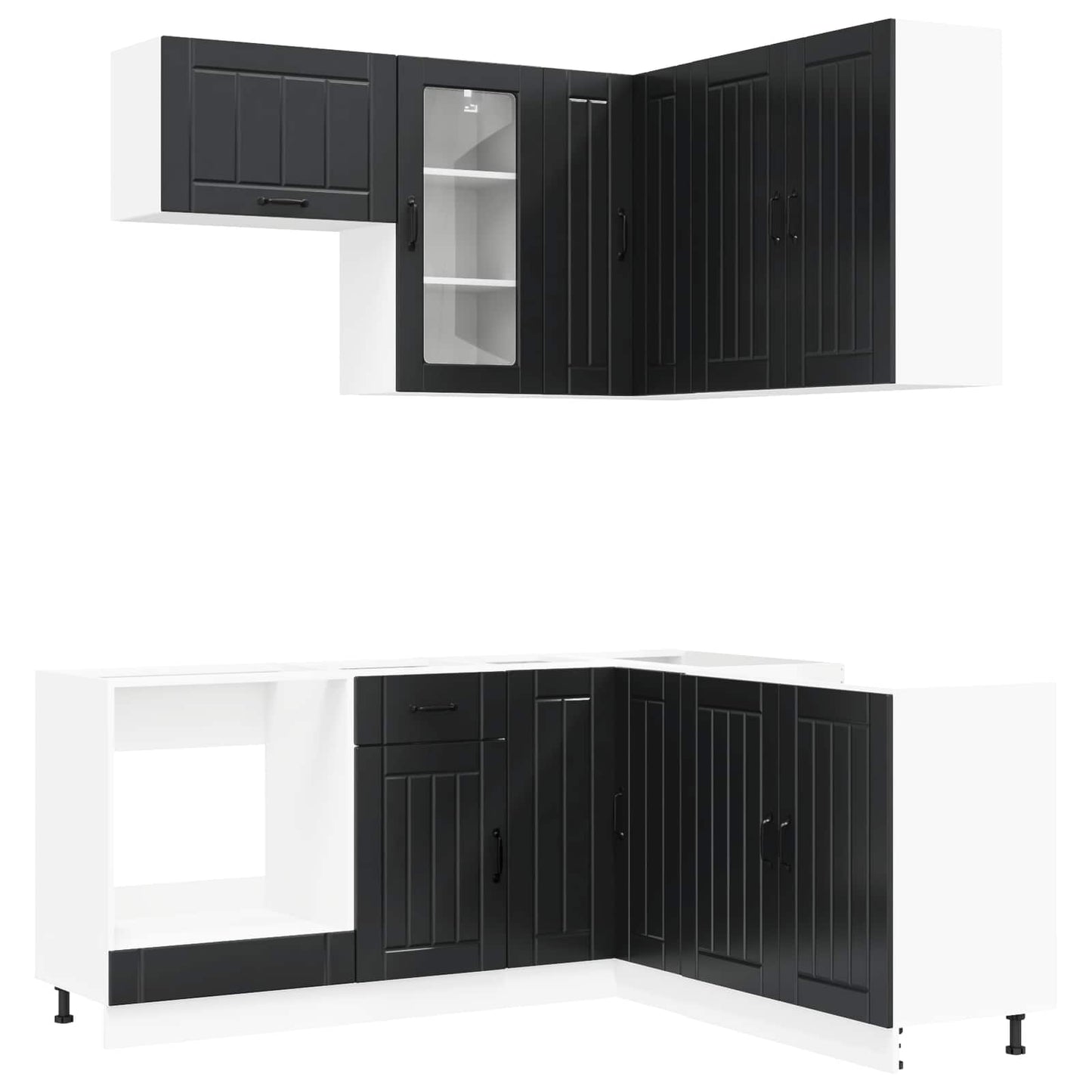 Kitchen Unit LUCCA 8 pcs Black Engineered Wood