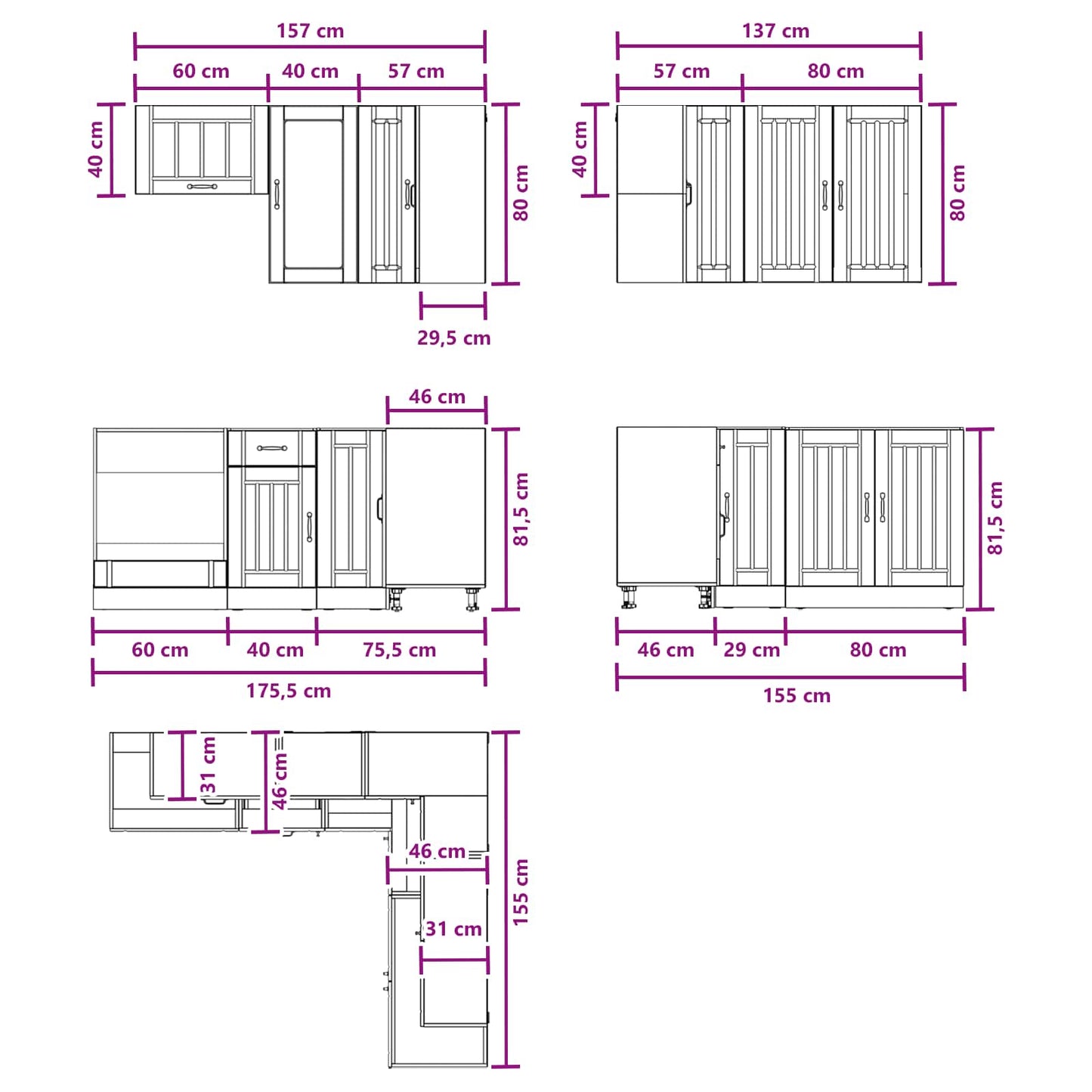 Kitchen Unit LUCCA 8 pcs Old Wood Engineered Wood
