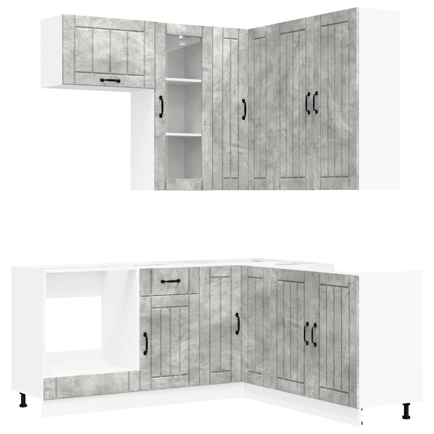 Kitchen Unit LUCCA 8 pcs Concrete Grey Engineered Wood