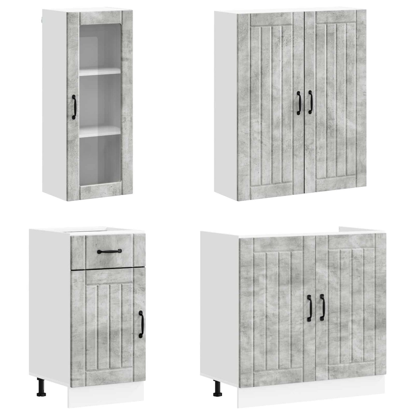 Kitchen Unit LUCCA 8 pcs Concrete Grey Engineered Wood