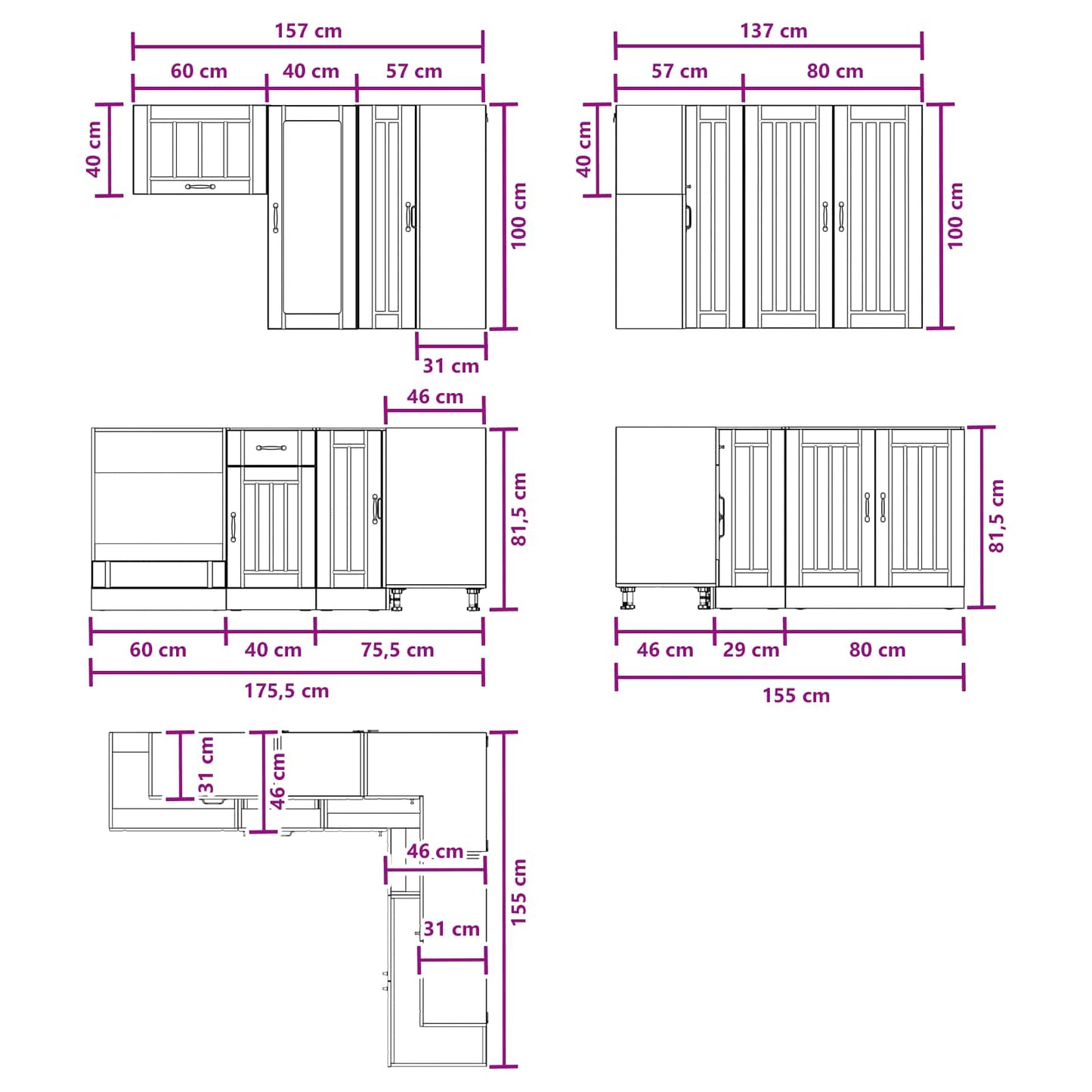 Kitchen Unit LUCCA 8 pcs Old Wood Engineered Wood