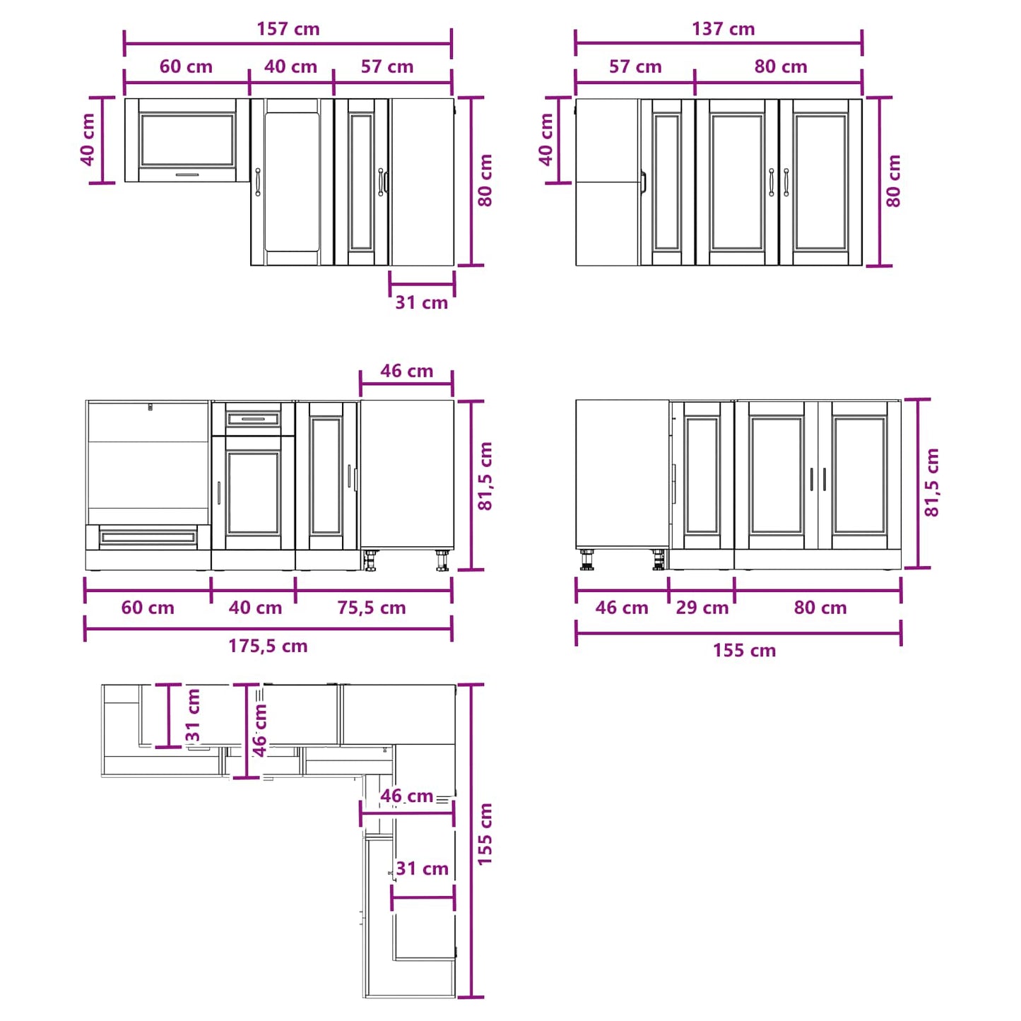 Kitchen Unit PORTO 8 pcs Sonoma Oak Engineered Wood