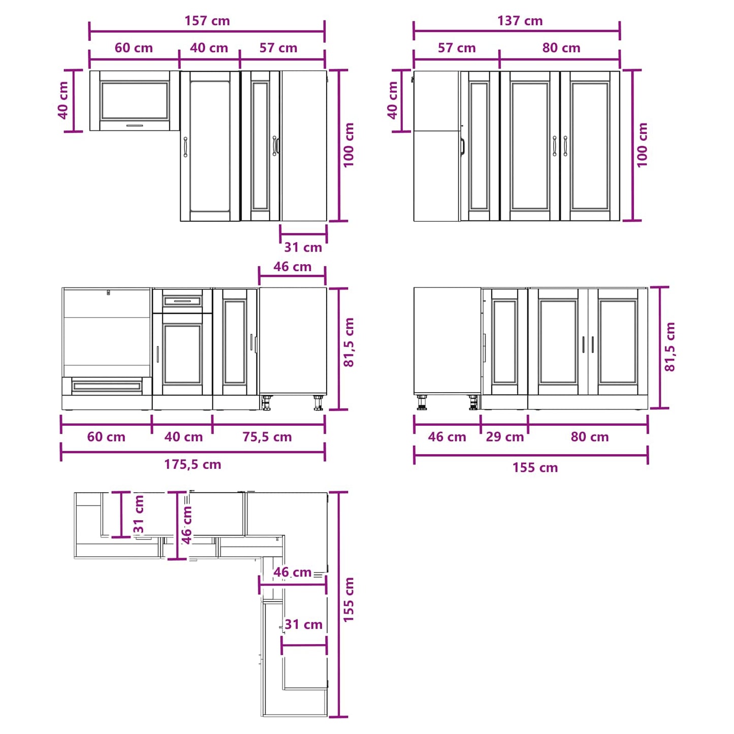 Kitchen Unit PORTO 8 pcs White Engineered Wood