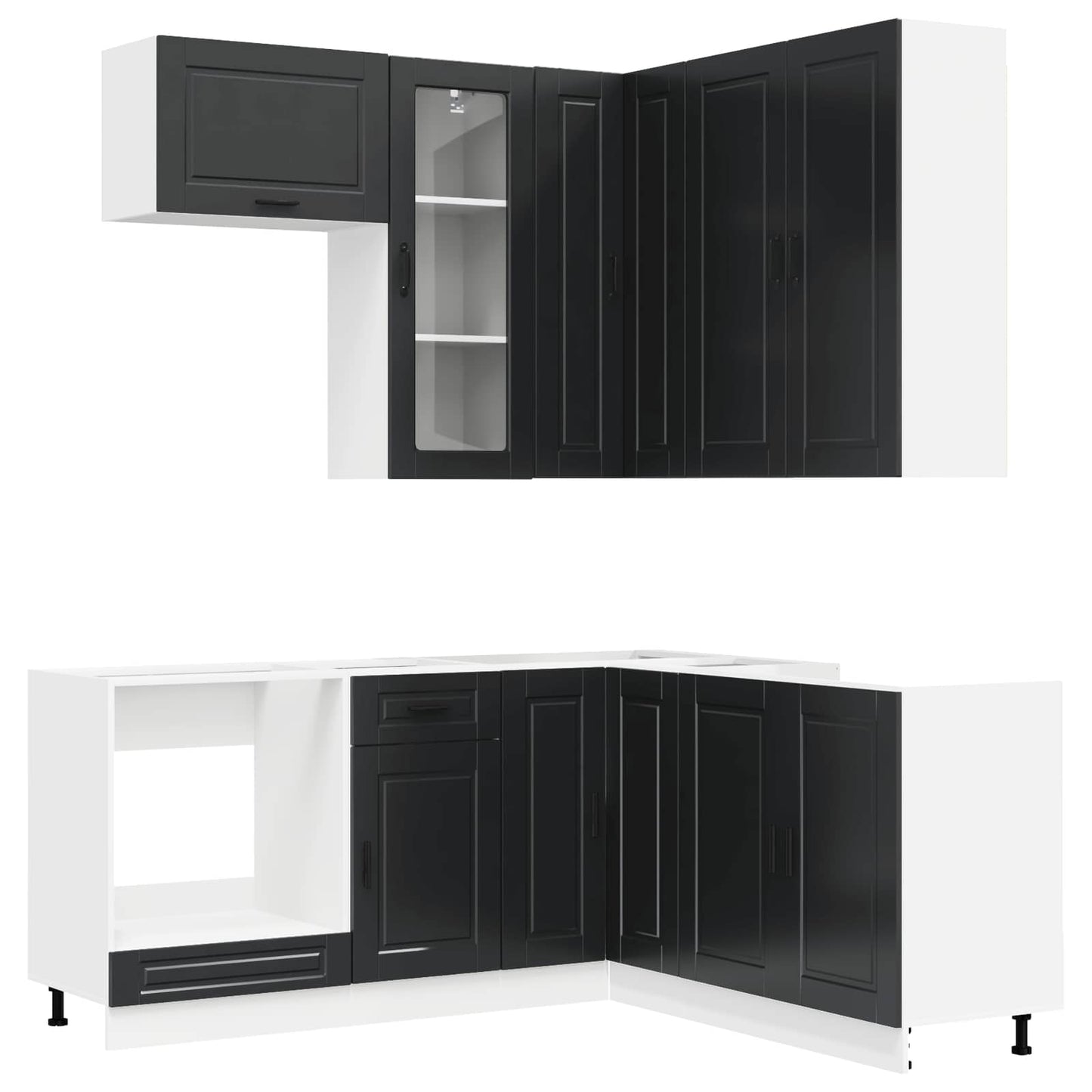 Kitchen Unit PORTO 8 pcs Black Engineered Wood