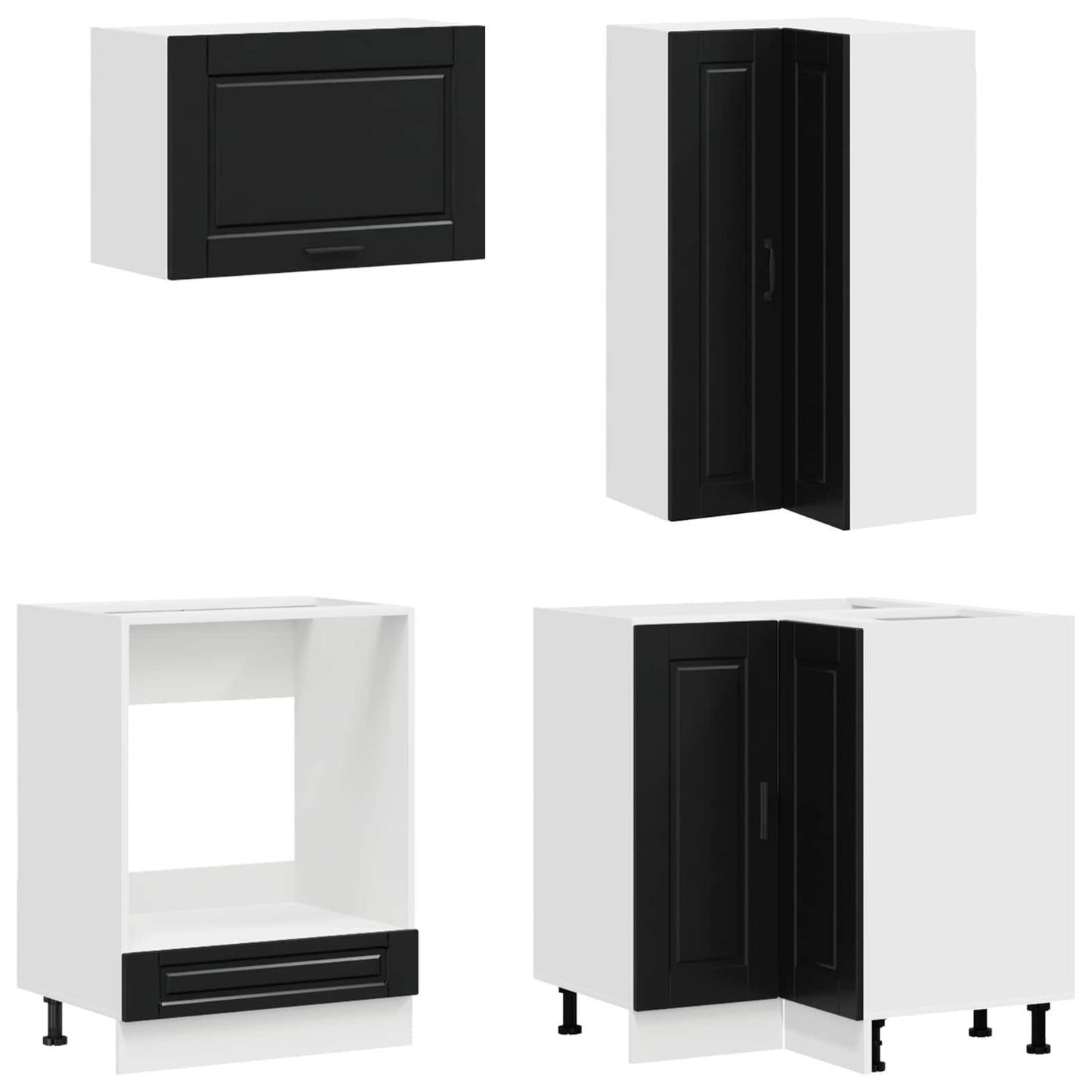 Kitchen Unit PORTO 8 pcs Black Engineered Wood