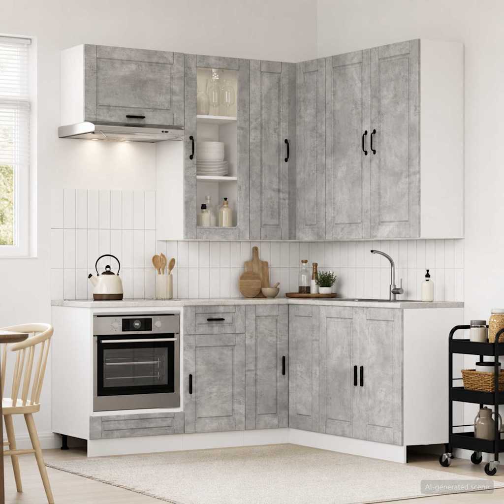 Kitchen Unit PORTO 8 pcs Concrete Grey Engineered Wood