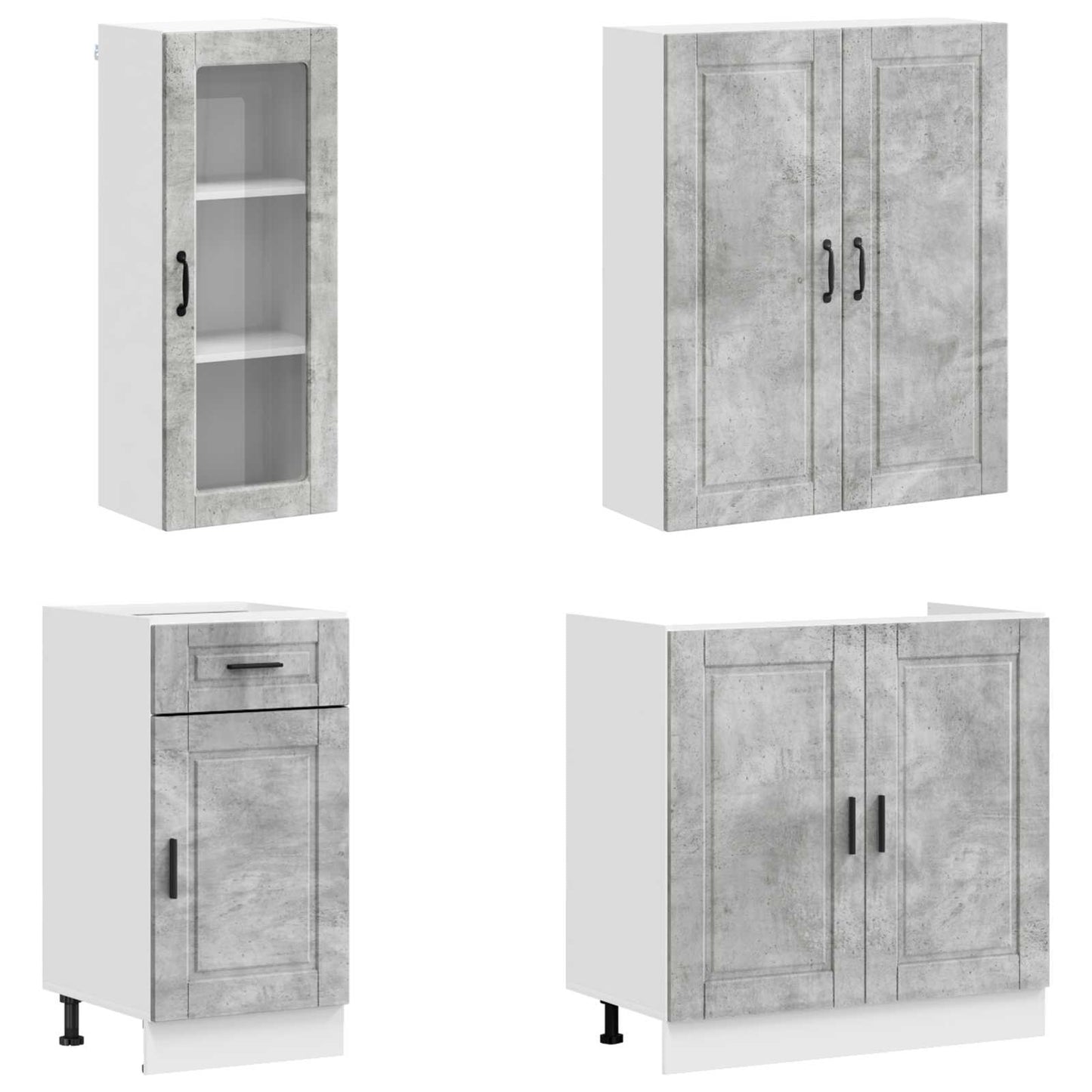 Kitchen Unit PORTO 8 pcs Concrete Grey Engineered Wood