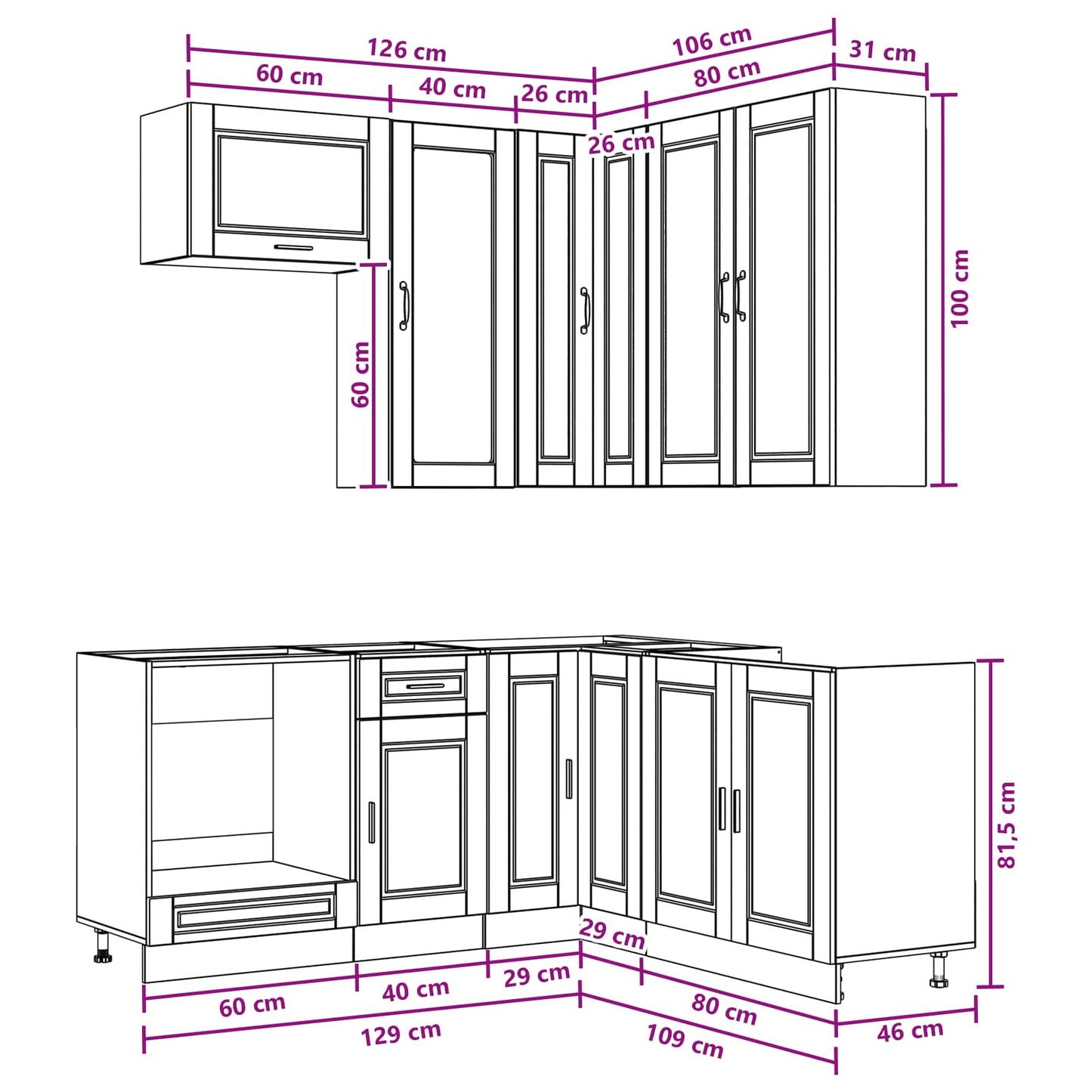 Kitchen Unit PORTO 8 pcs Concrete Grey Engineered Wood