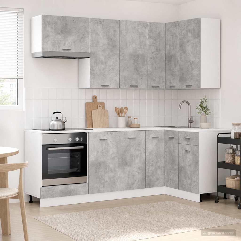 Kitchen Unit LYON 8 pcs Concrete Grey Engineered Wood
