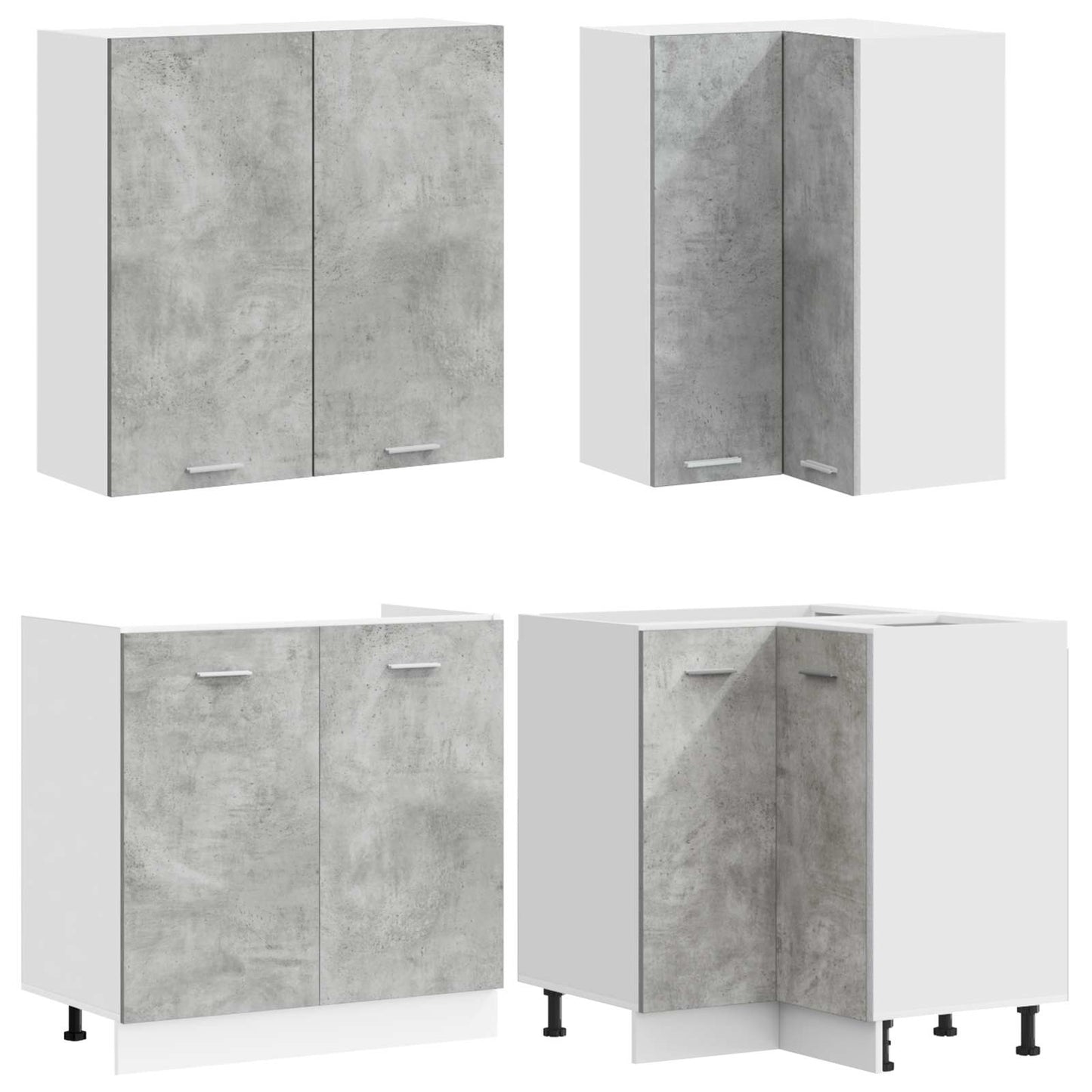 Kitchen Unit LYON 8 pcs Concrete Grey Engineered Wood