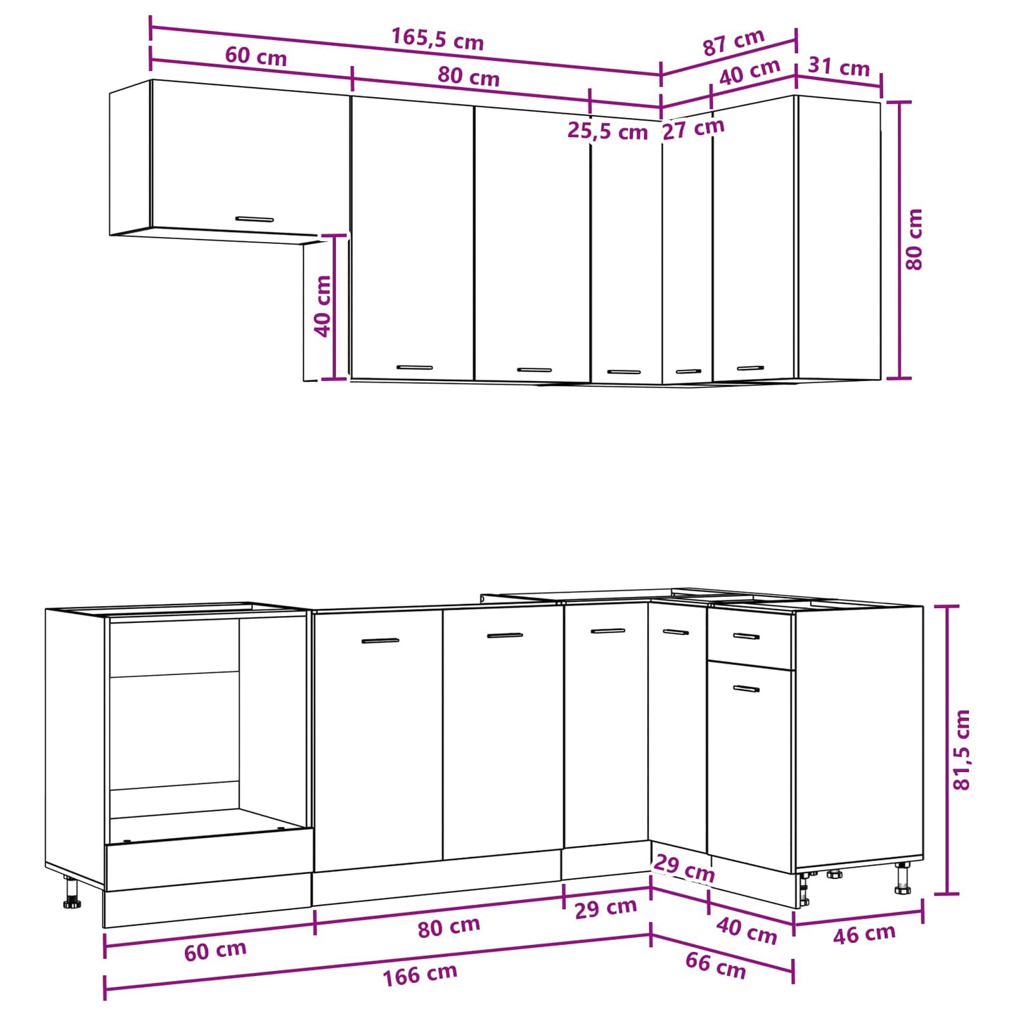 Kitchen Unit LYON 8 pcs Concrete Grey Engineered Wood