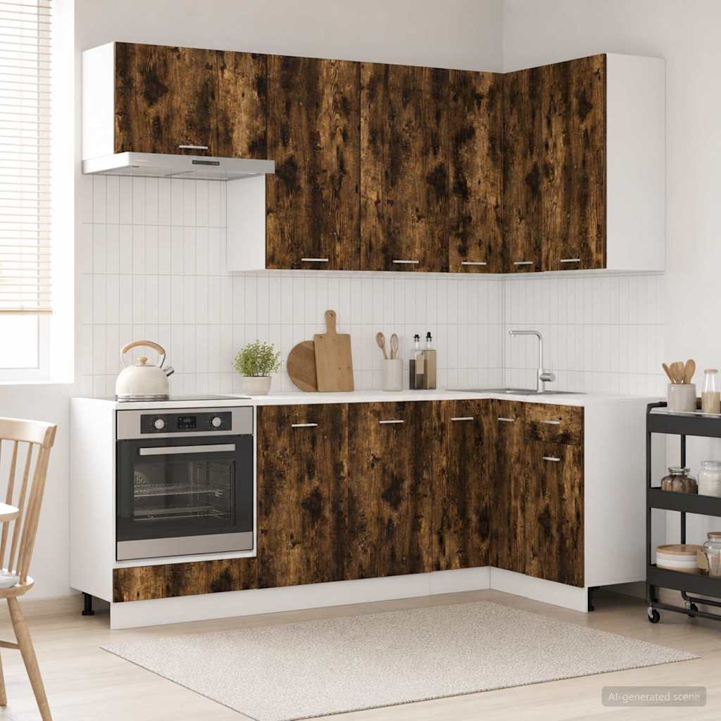 Kitchen Unit LYON 8 pcs Smoked Oak Engineered Wood