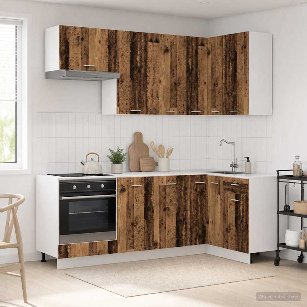 Kitchen Unit LYON 8 pcs Old Wood Engineered Wood