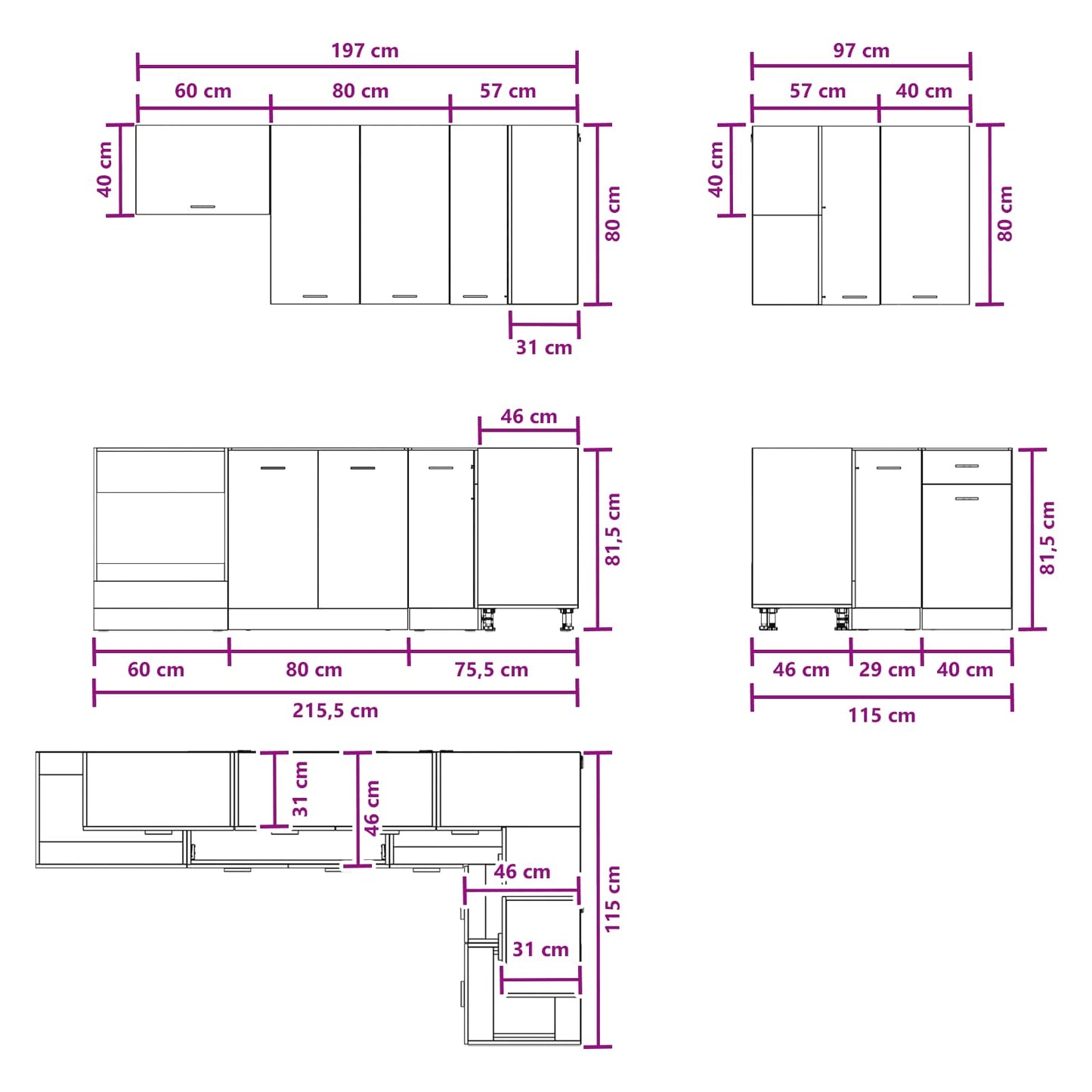 Kitchen Unit LYON 8 pcs Old Wood Engineered Wood