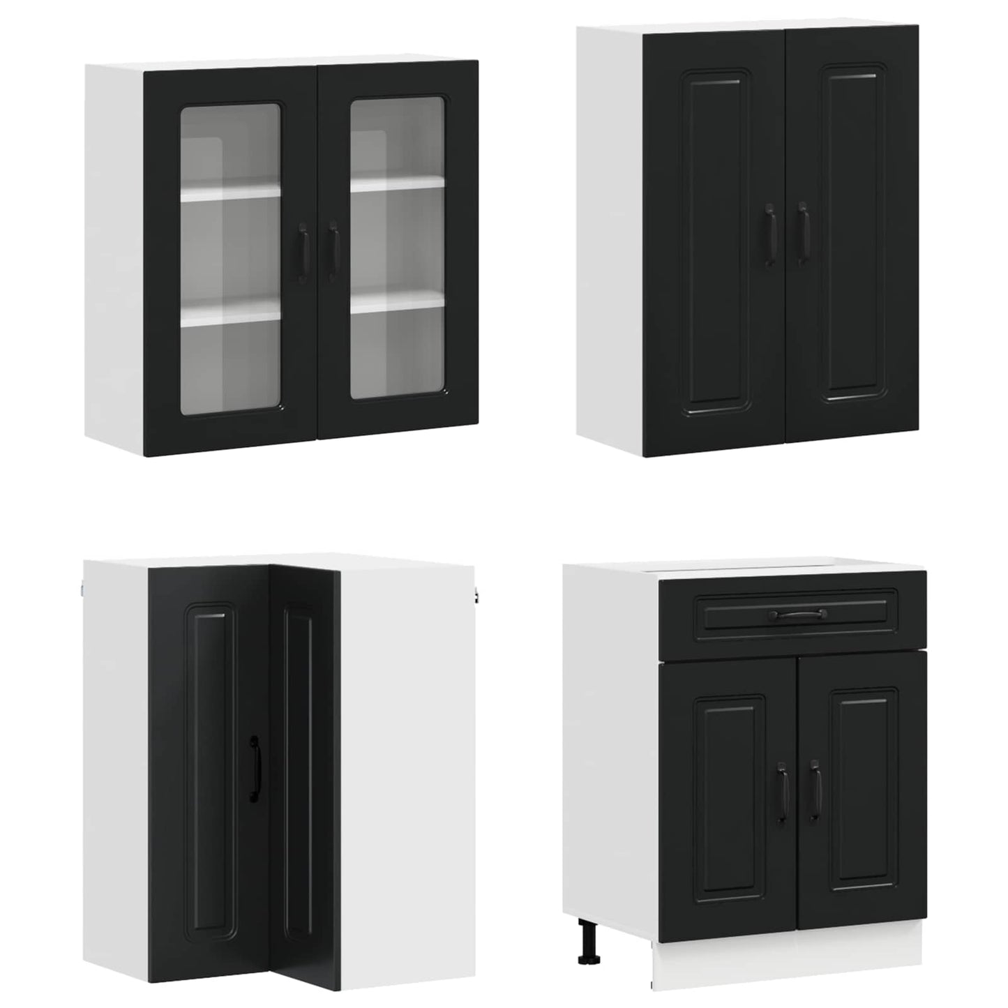 Kitchen Unit KALMAR 8 pcs Black Engineered Wood