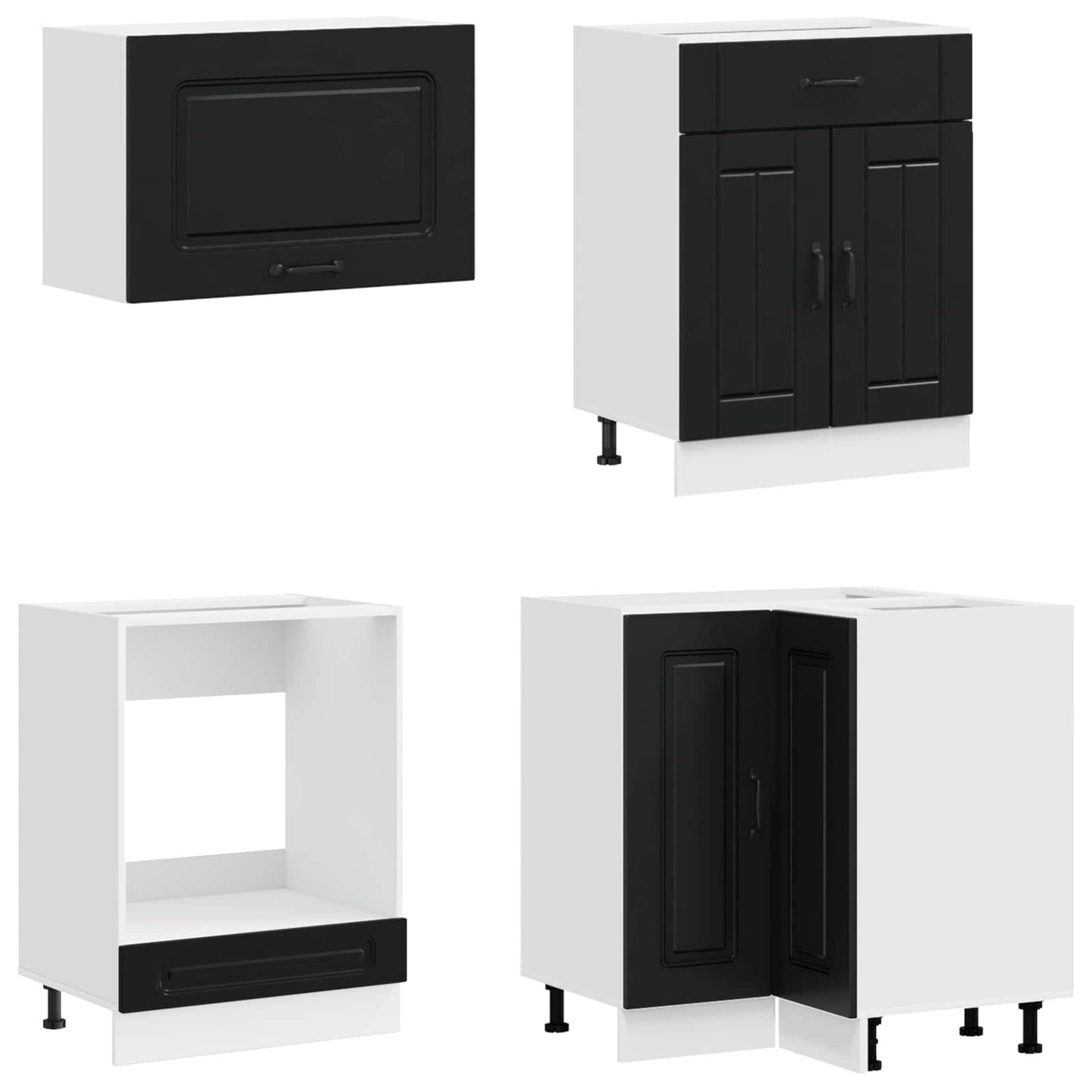 Kitchen Unit KALMAR 8 pcs Black Engineered Wood