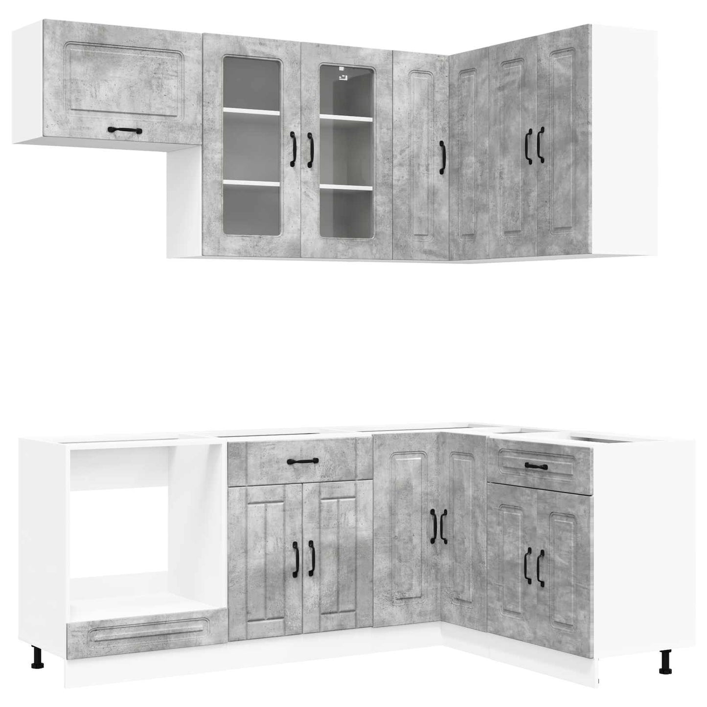 Kitchen Unit KALMAR 8 pcs Concrete Grey Engineered Wood