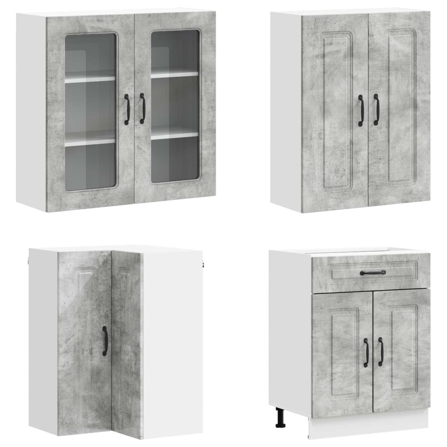 Kitchen Unit KALMAR 8 pcs Concrete Grey Engineered Wood