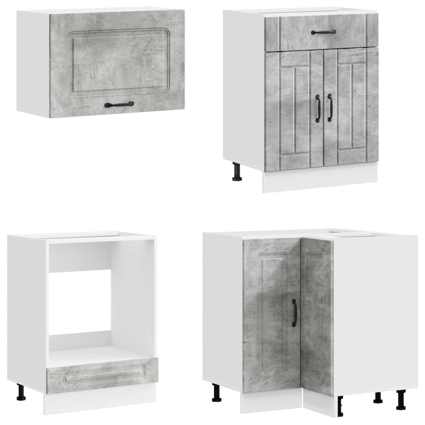Kitchen Unit KALMAR 8 pcs Concrete Grey Engineered Wood
