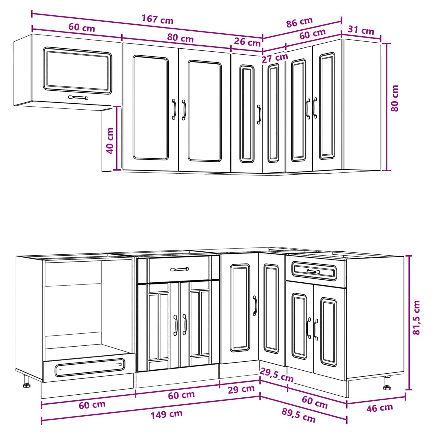 Kitchen Unit KALMAR 8 pcs Concrete Grey Engineered Wood